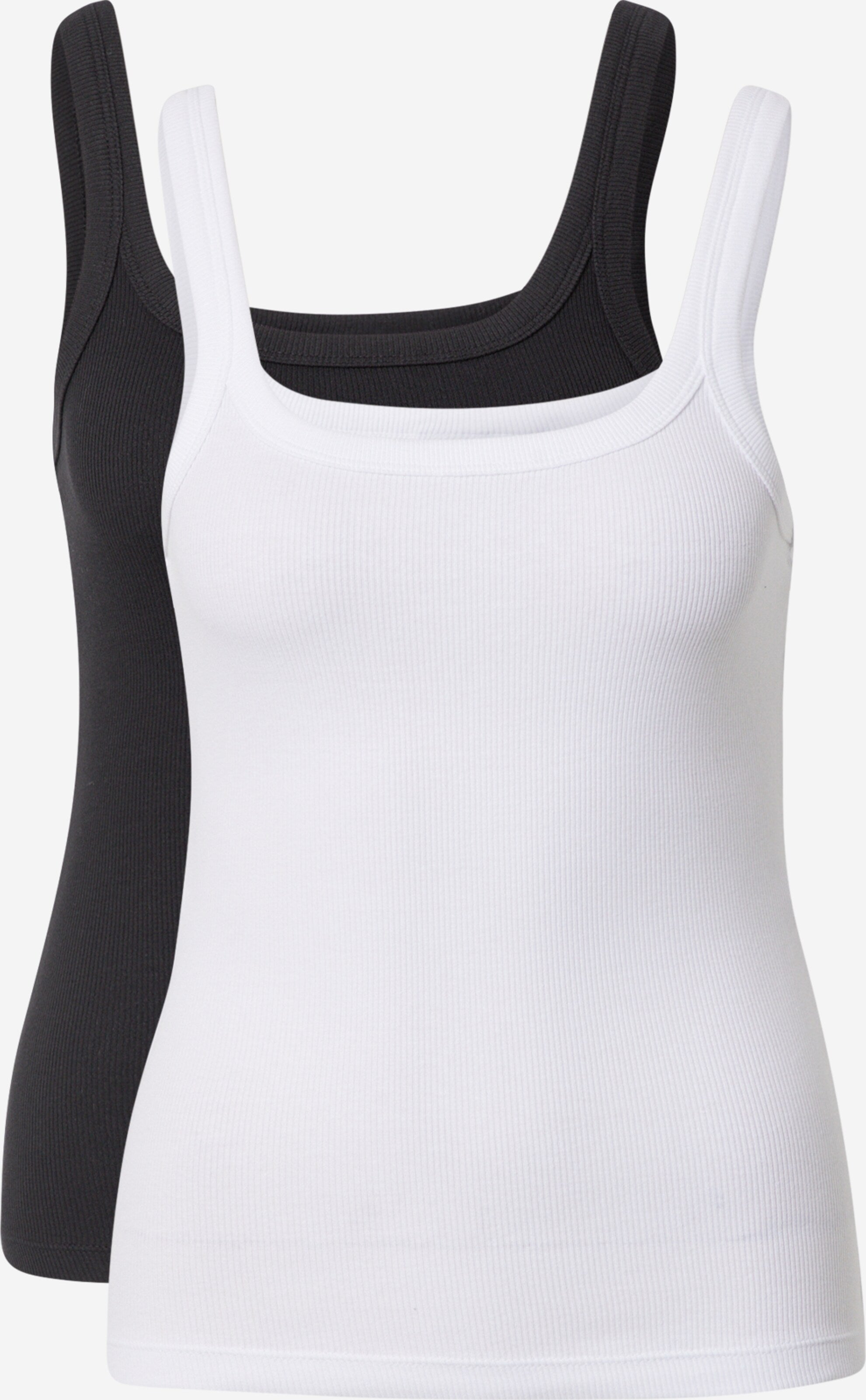 WEEKDAY Tanktops Top Cat Dames Zwart / Wit