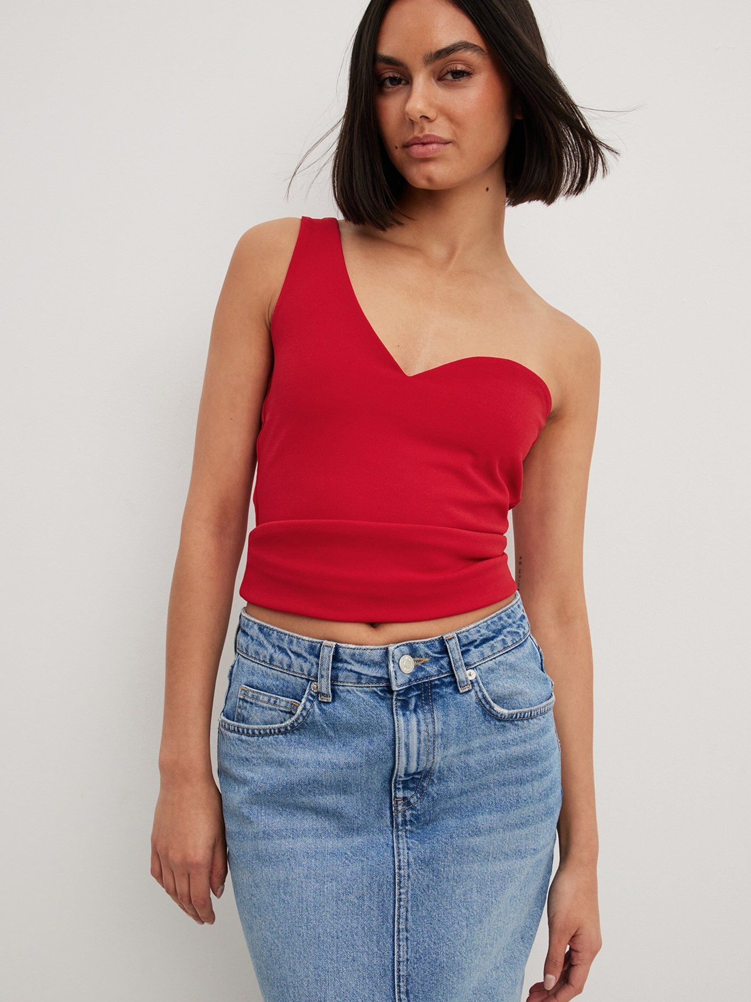 NA-KD Crop Tops Top Dames Rood