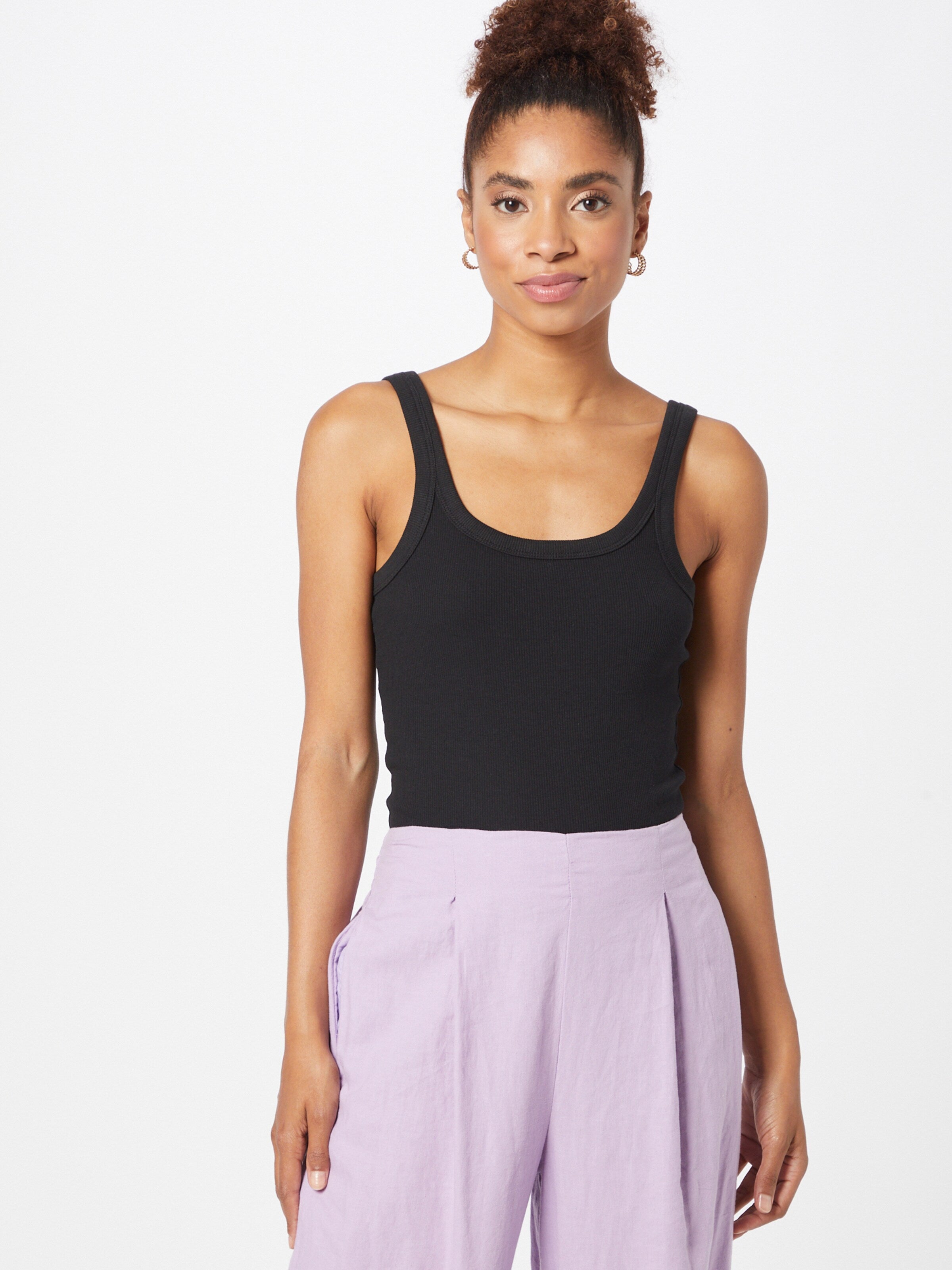 WEEKDAY Tanktops Top Cat Dames Zwart / Wit