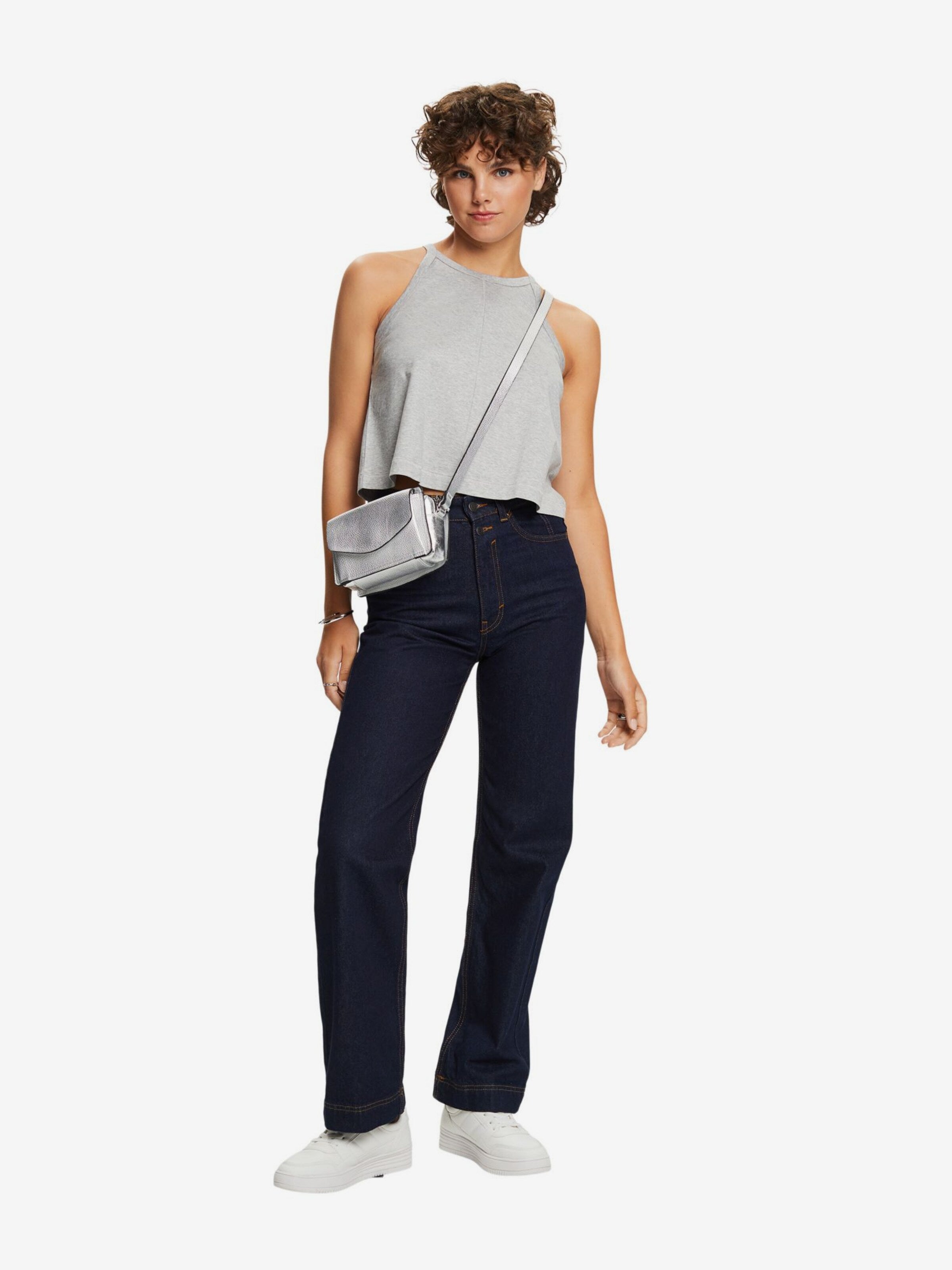 ESPRIT Crop Tops Shirt Dames Lichtgrijs