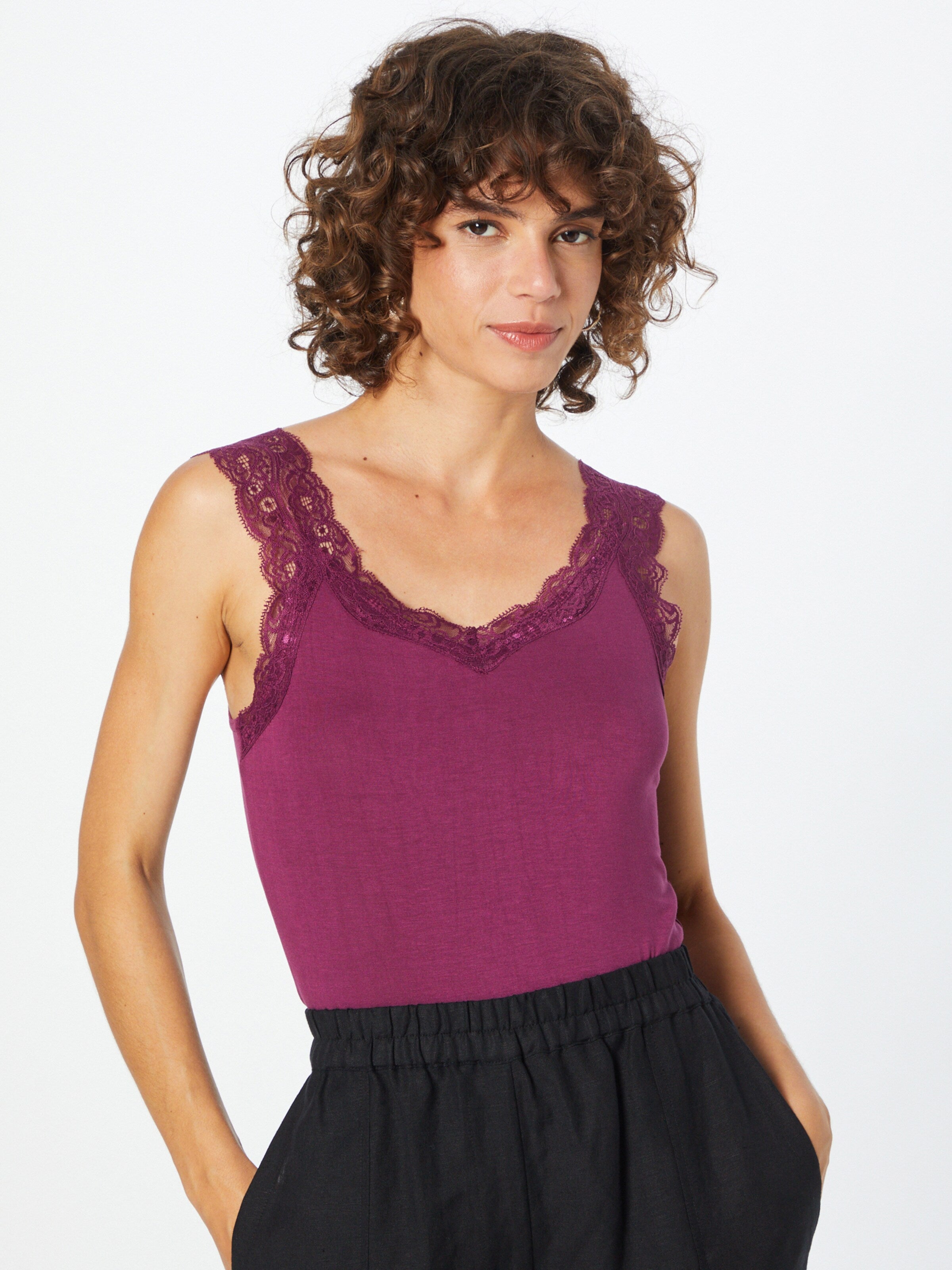 Pieces Kanten Tops Top Barbera Dames Lila
