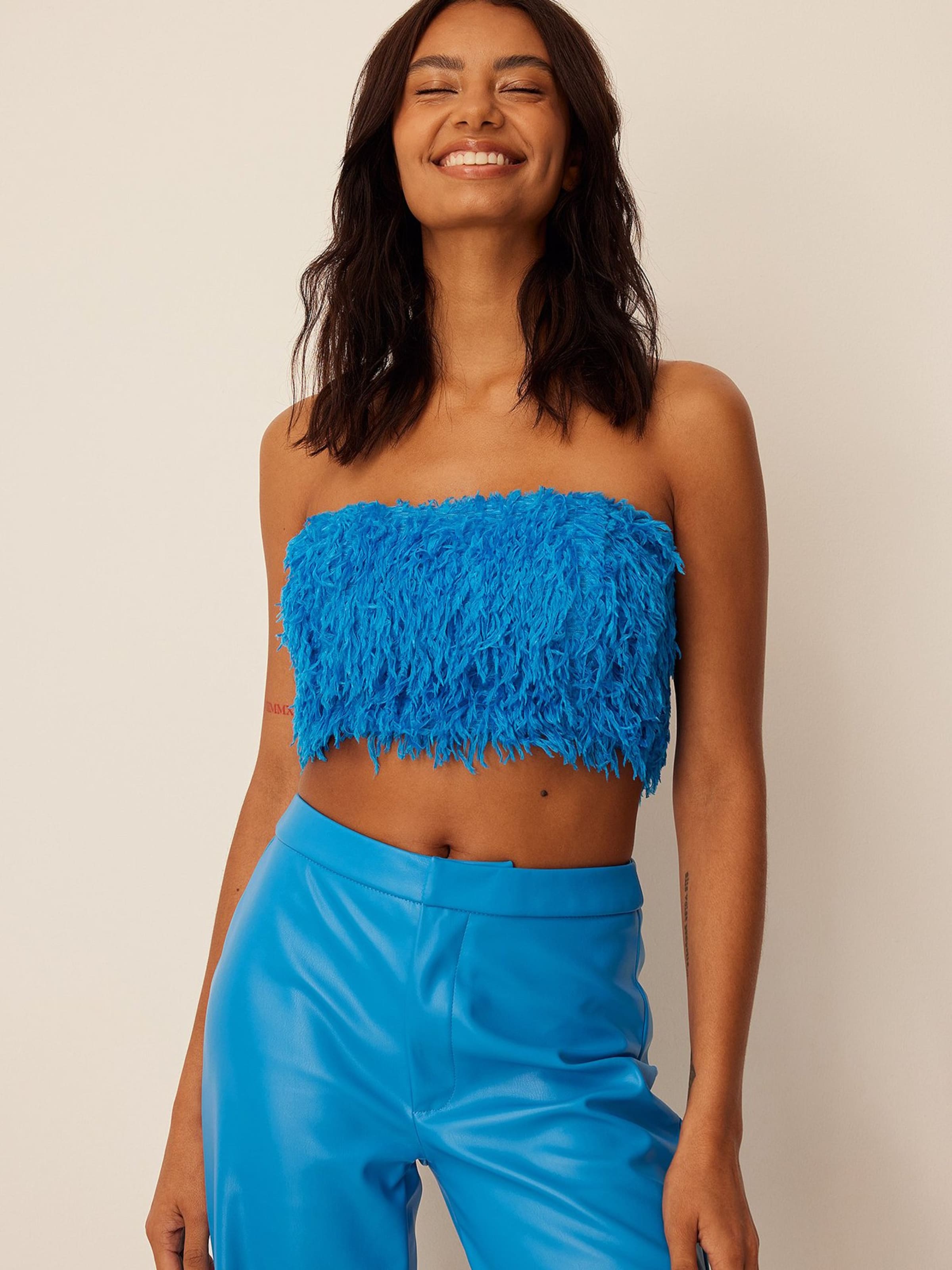 NA-KD Crop Tops Top Dames Azuur