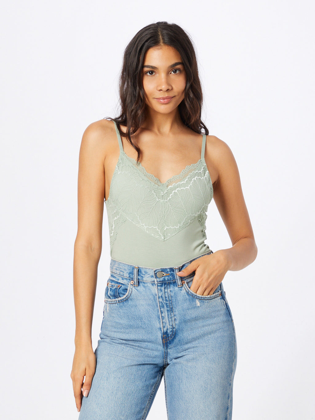 About You Kanten Tops Top Maike Dames Mintgroen