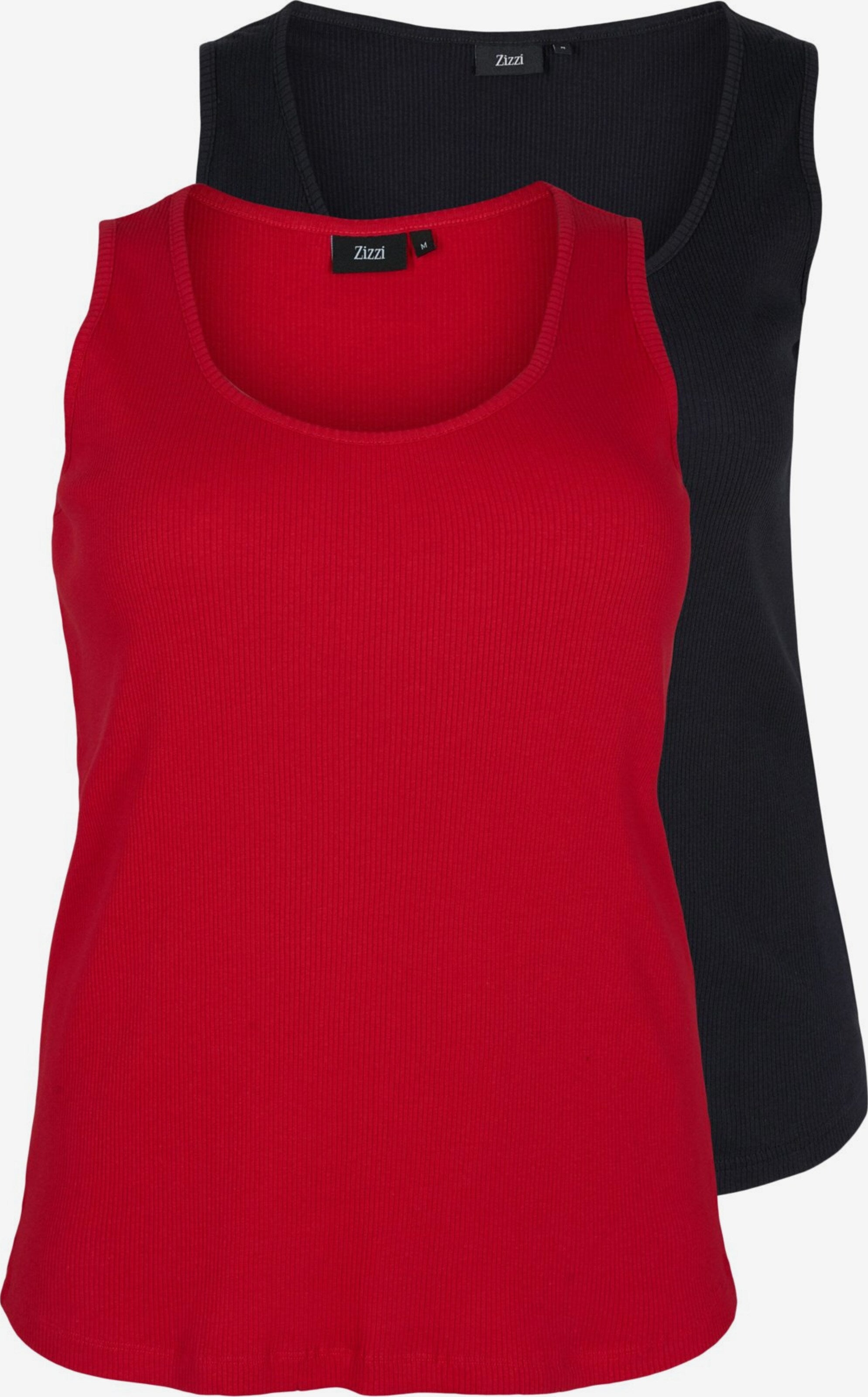Zizzi Mouwloze Shirts Top Dames Blauw / Rood