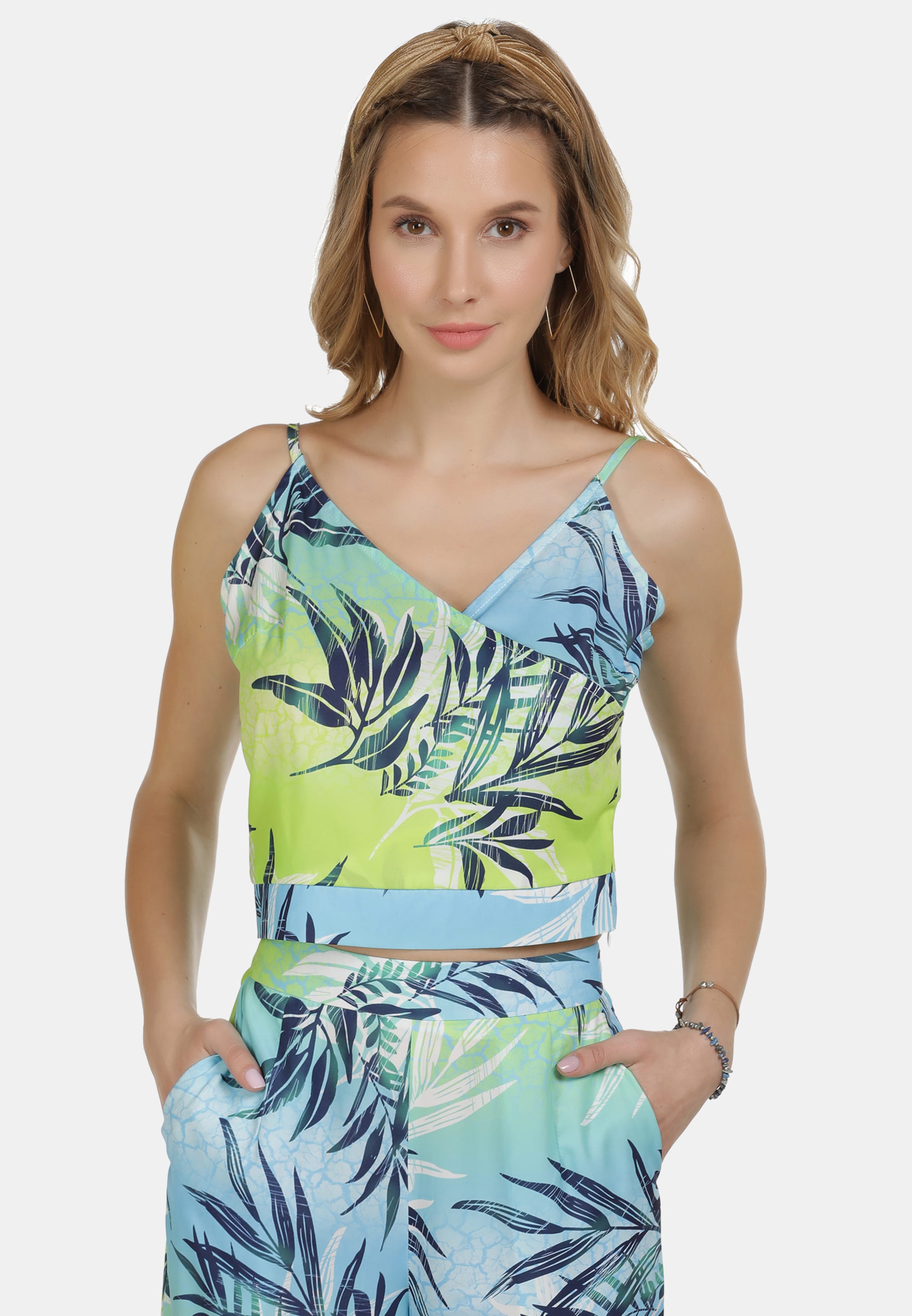 IZIA Crop Tops Top Dames Blauw / Groen