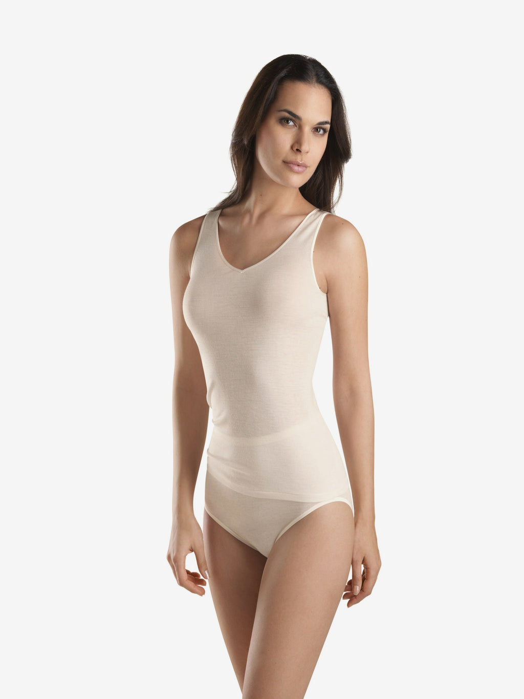 HANRO Tanktops Top Woolen Silk Dames Offwhite