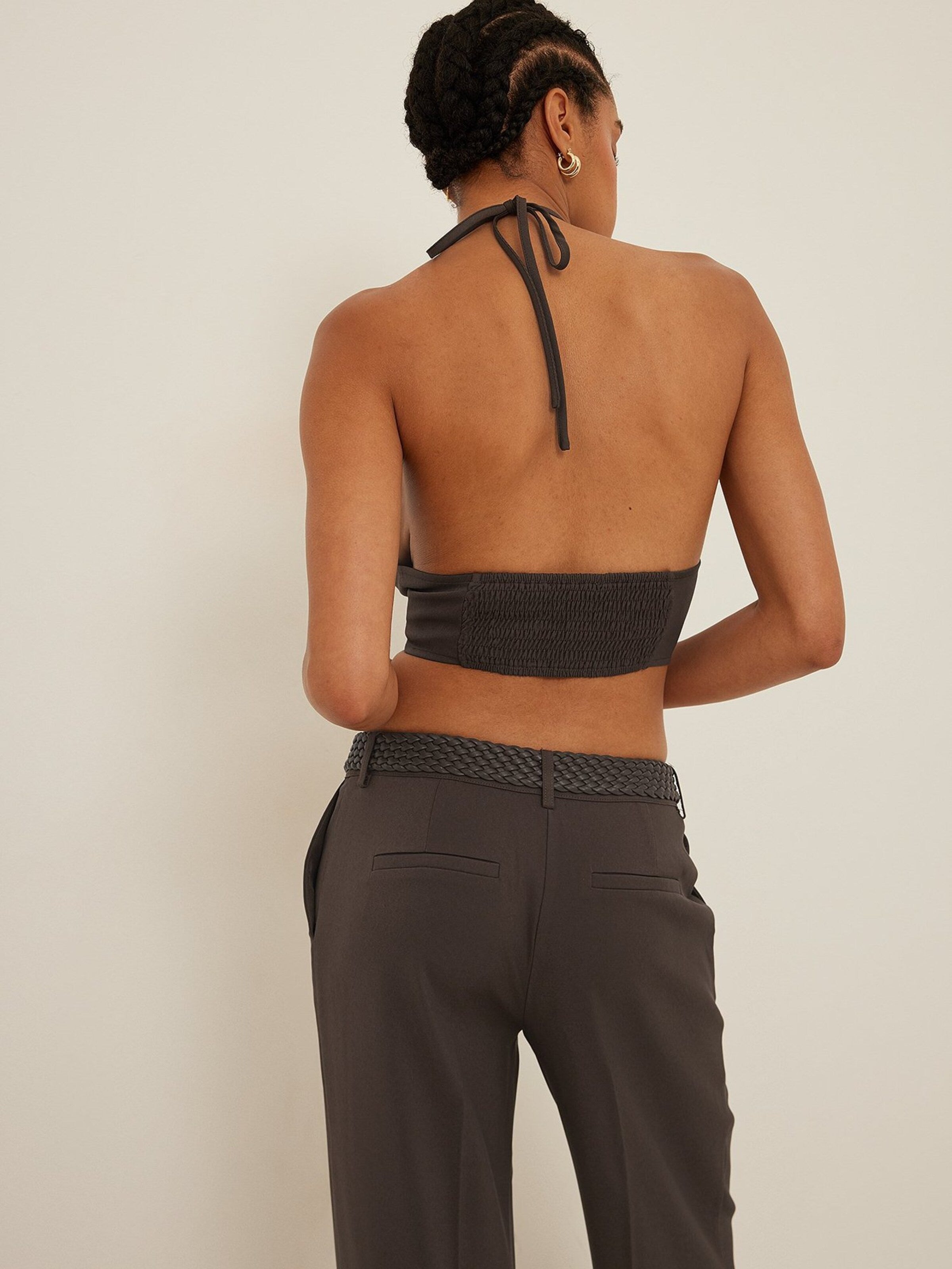 NA-KD Crop Tops Top Dames Chocoladebruin