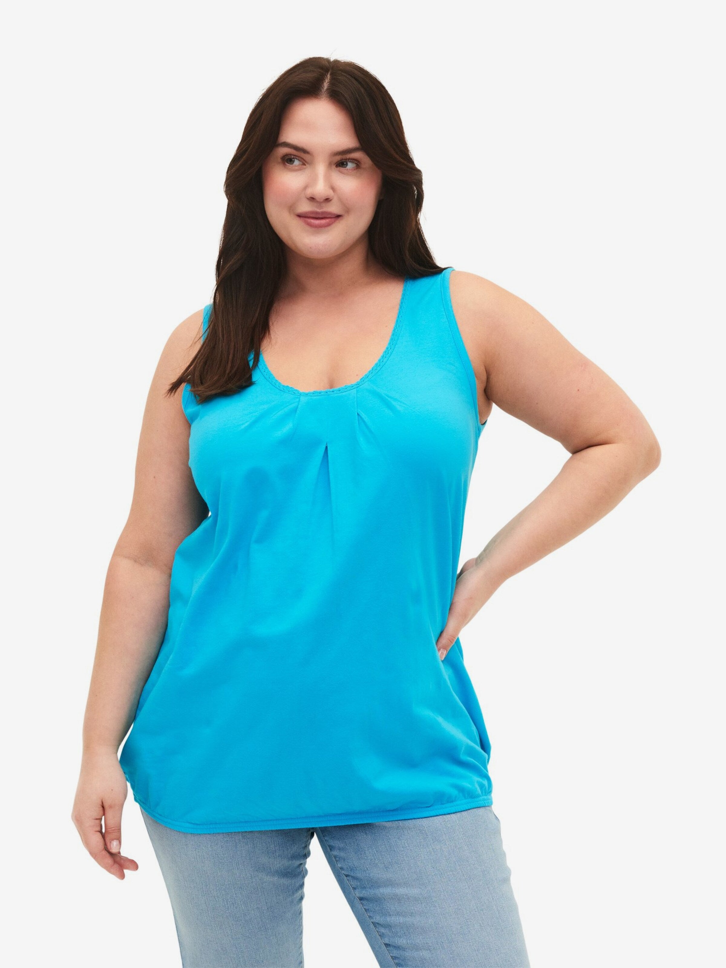 Zizzi Tanktops Top Polly Dames Blauw