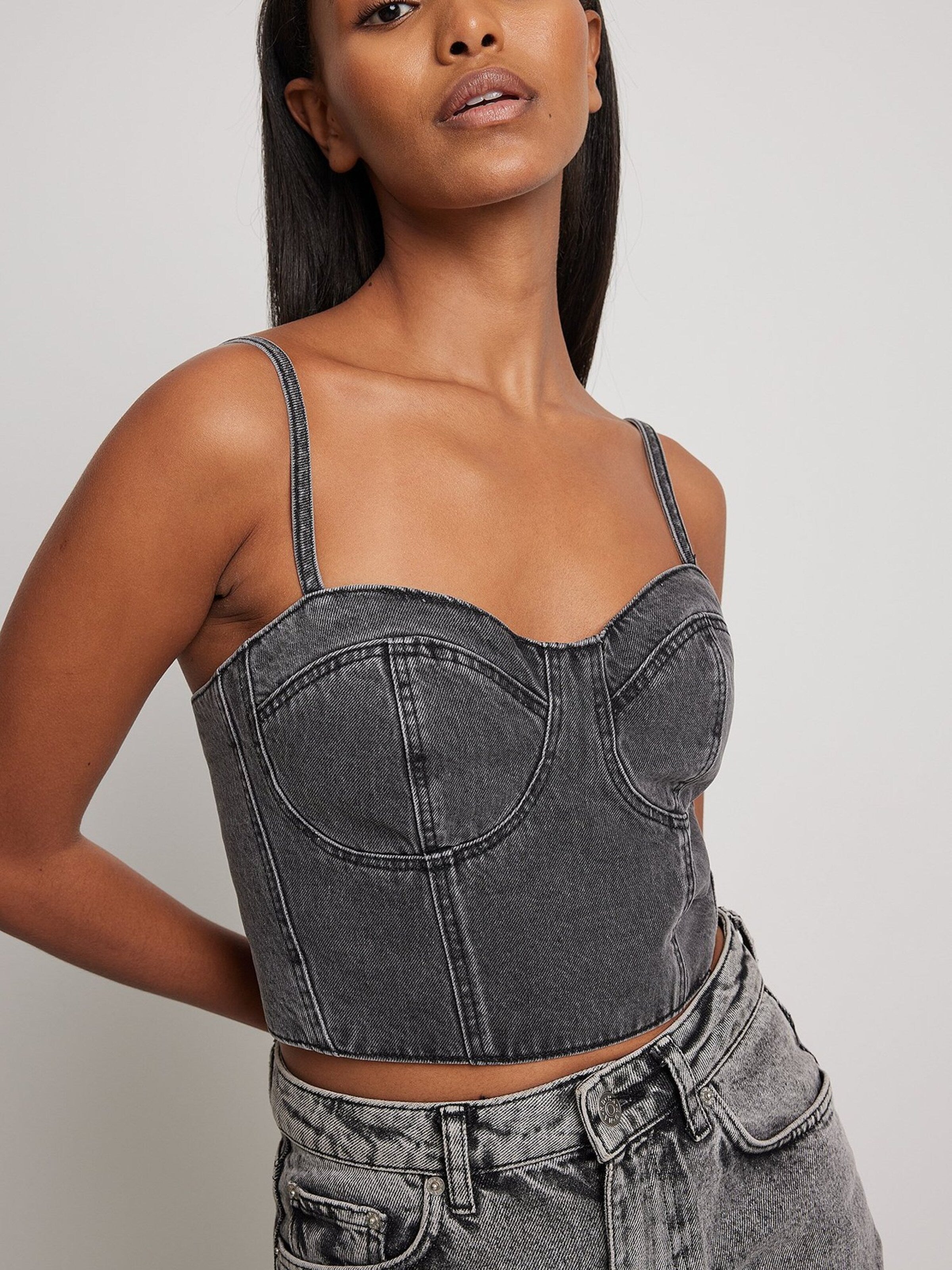 NA-KD Crop Tops Top Dames Grijs