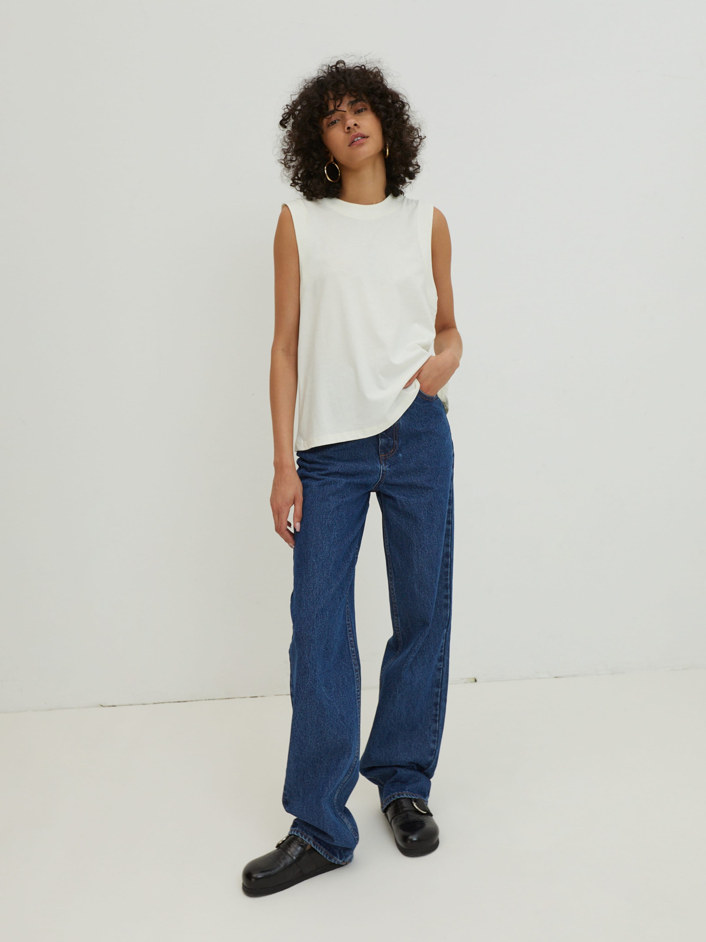 EDITED Mouwloze Shirts Top Lennon Dames Wit