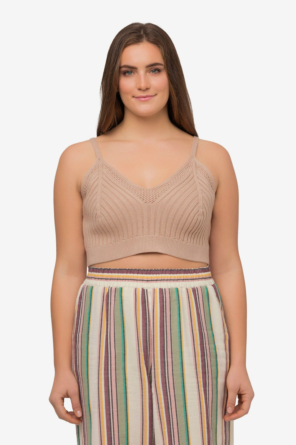 Ulla Popken Spaghetti Tops Top Dames Donkerbeige