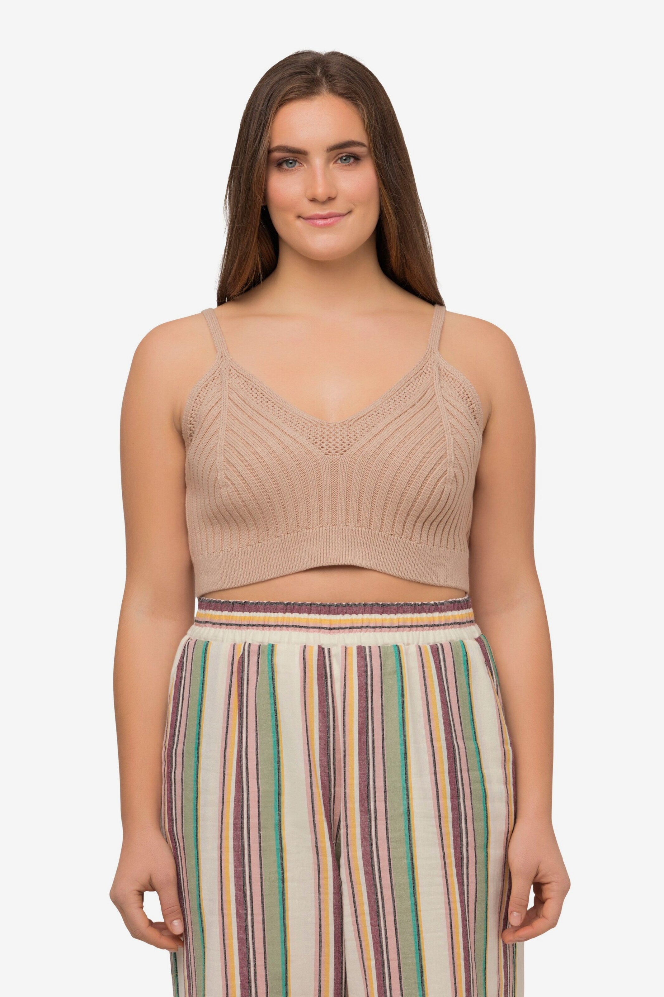 Ulla Popken Spaghetti Tops Top Dames Donkerbeige