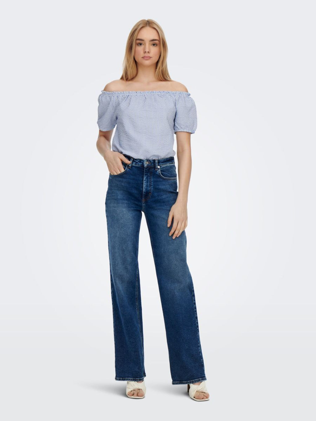 ONLY Uitgaanstops Top Dames Blauw / Wit