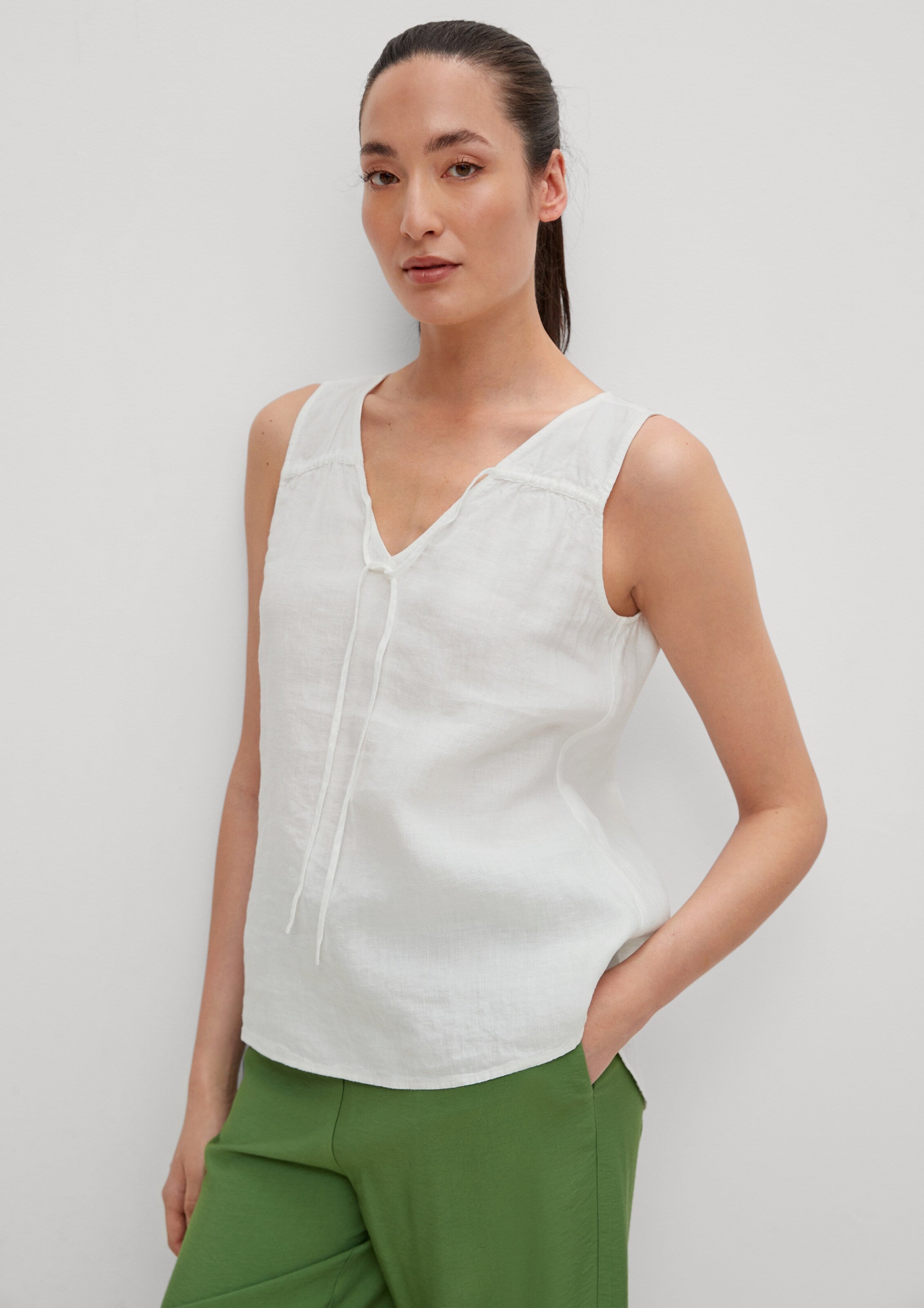 Comma Mouwloze Shirts Top Dames Offwhite