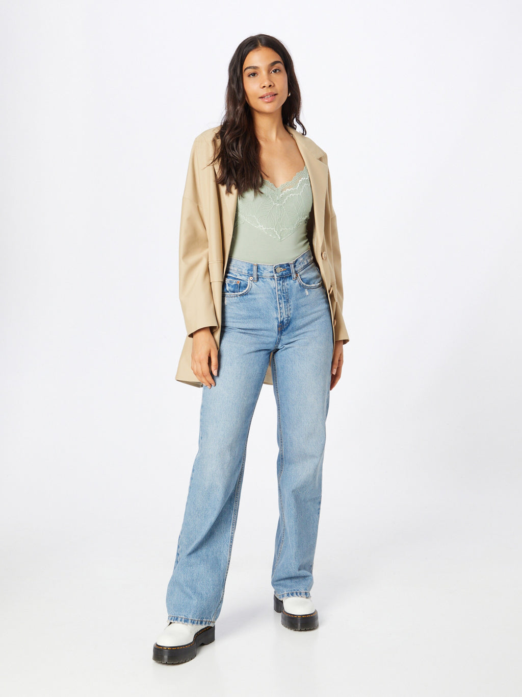 About You Kanten Tops Top Maike Dames Mintgroen