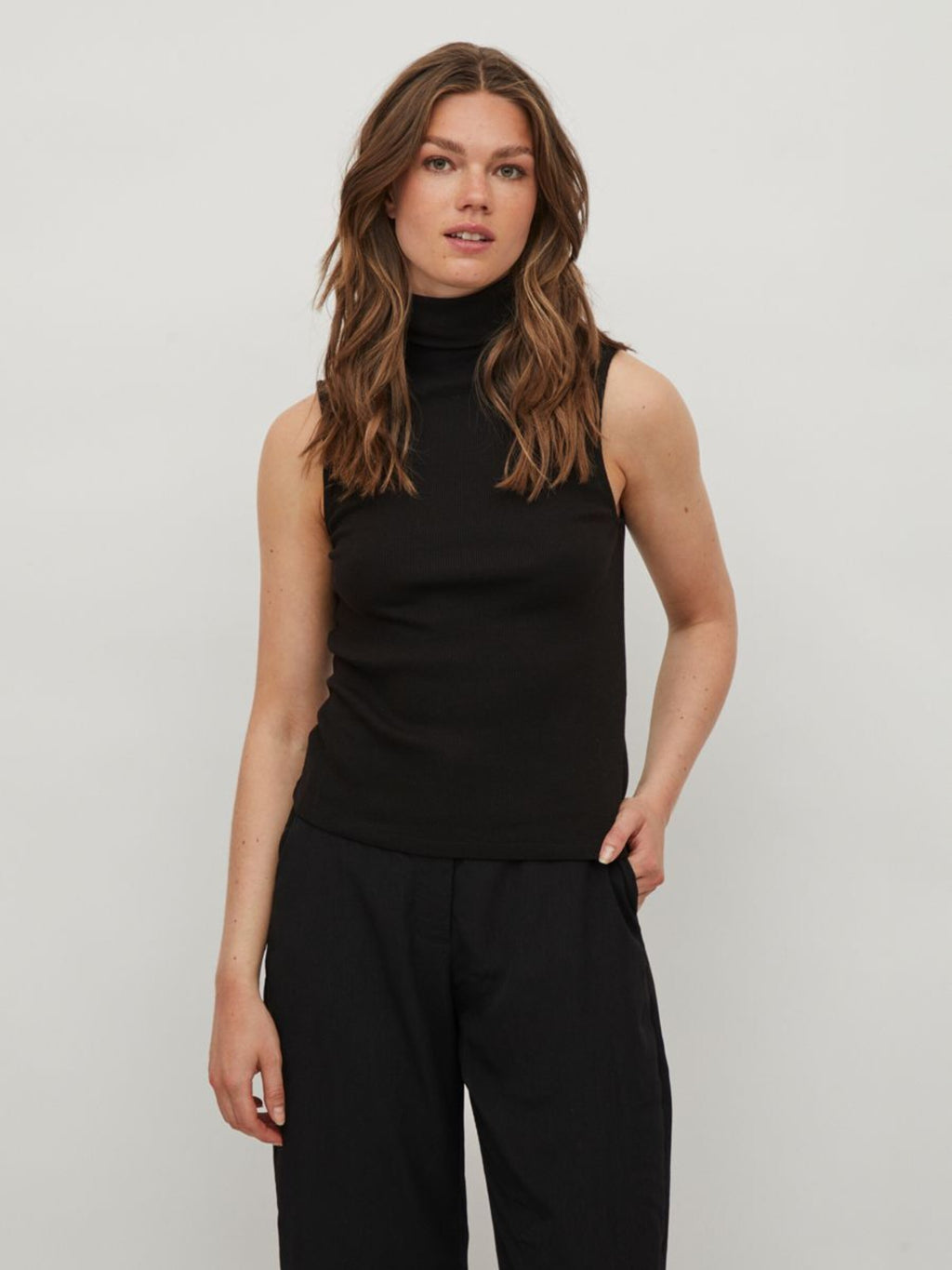 Vila Mouwloze Shirts Top Dames Bruin / Zwart