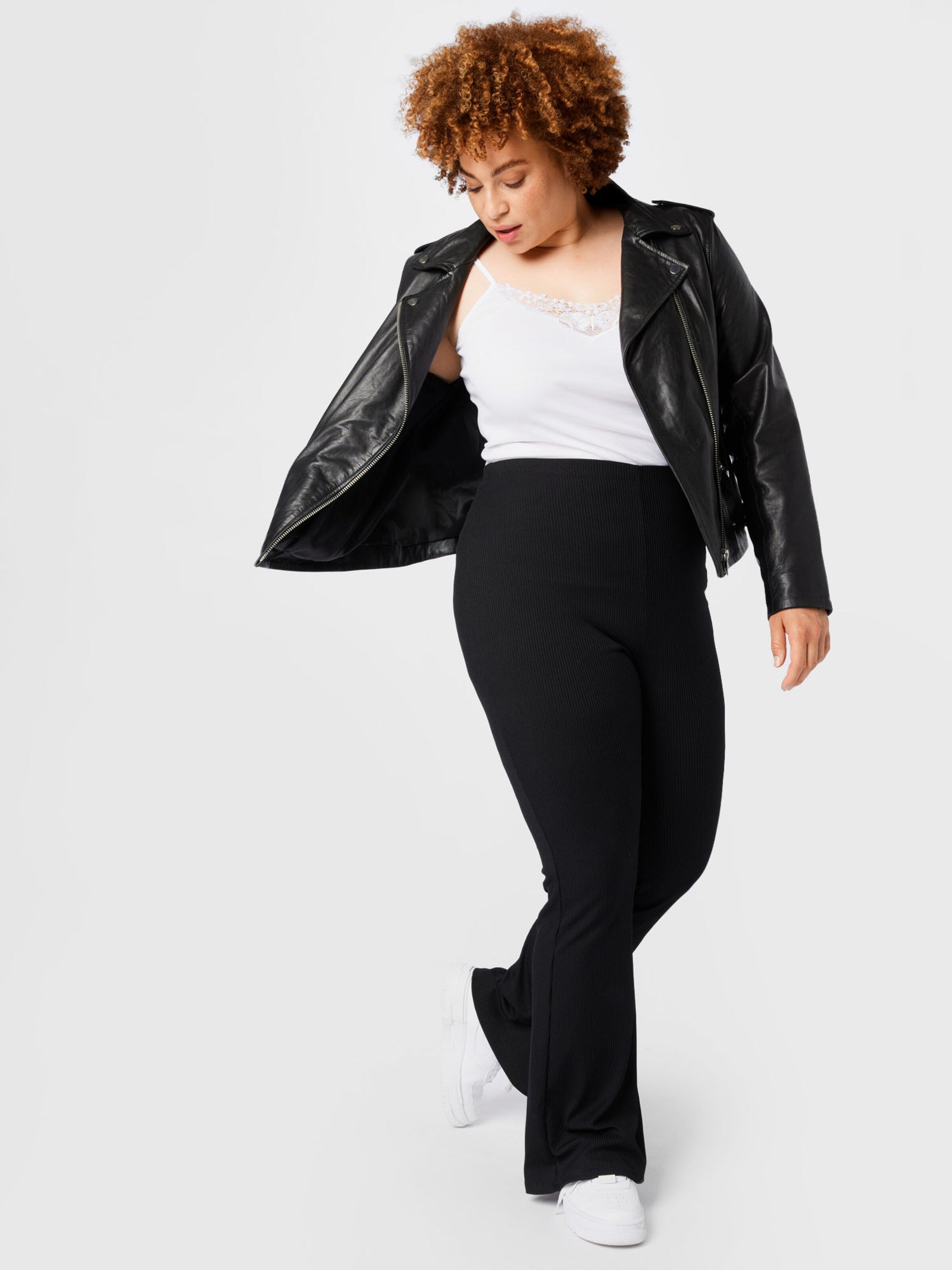 ONLY CARMAKOMA Kanten Tops Top KIRAZ Dames Zwart / Wit