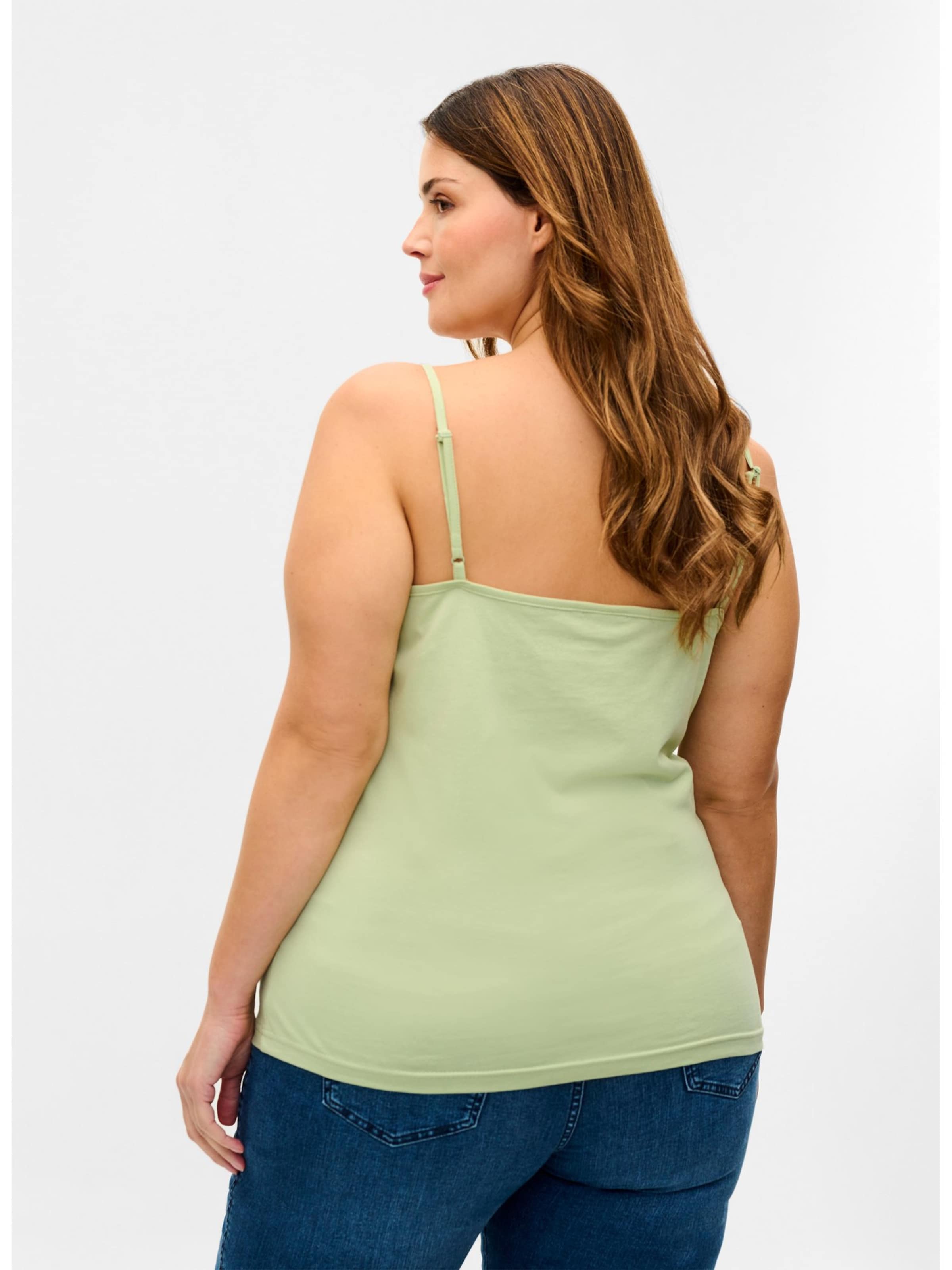 Zizzi Spaghetti Tops Top Dames Navy / Pastelgroen