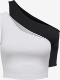 ONLY Crop Tops Top NULAN Dames Zwart / Wit