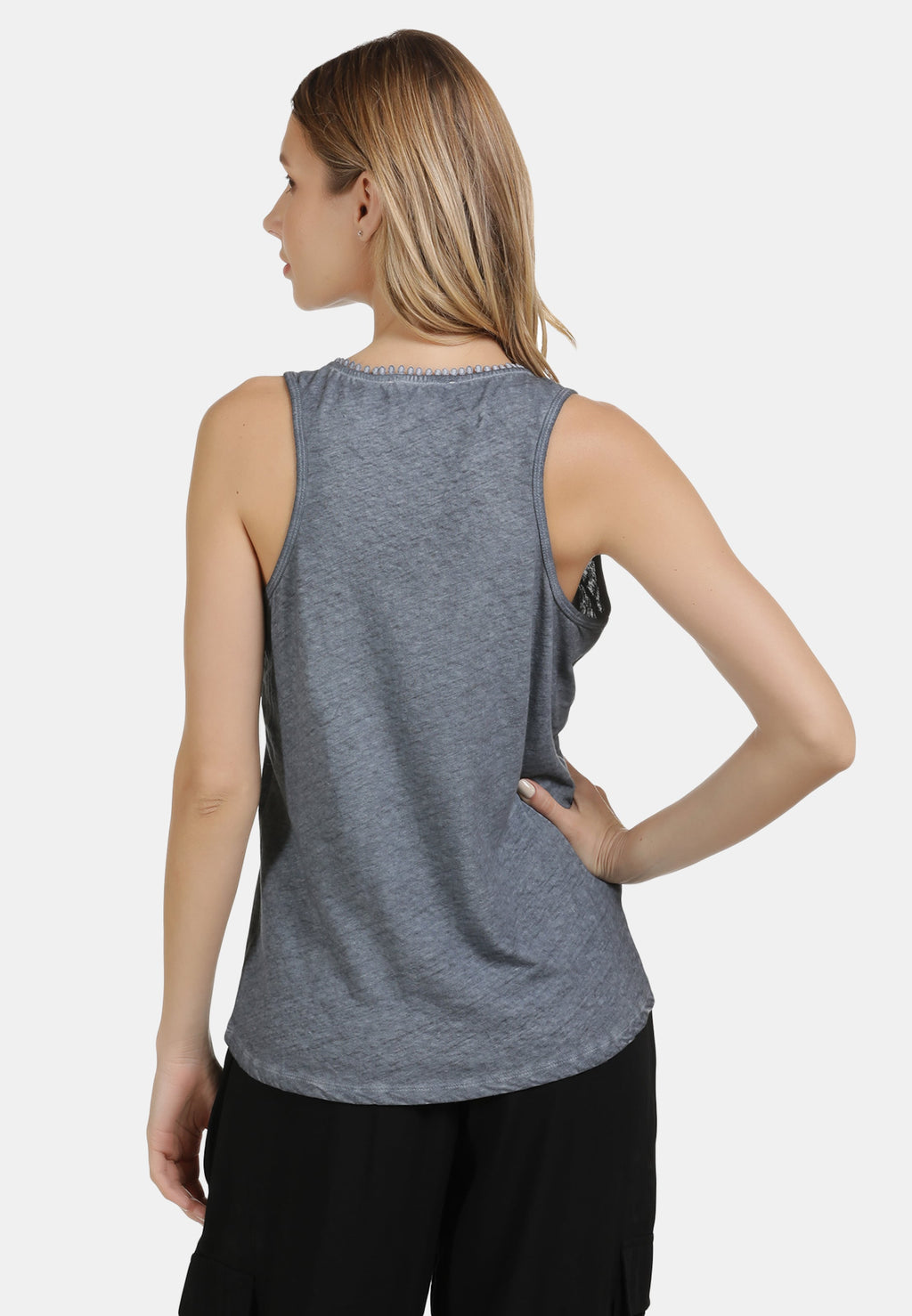 DreiMaster Vintage Mouwloze Shirts Top Dames Duifblauw