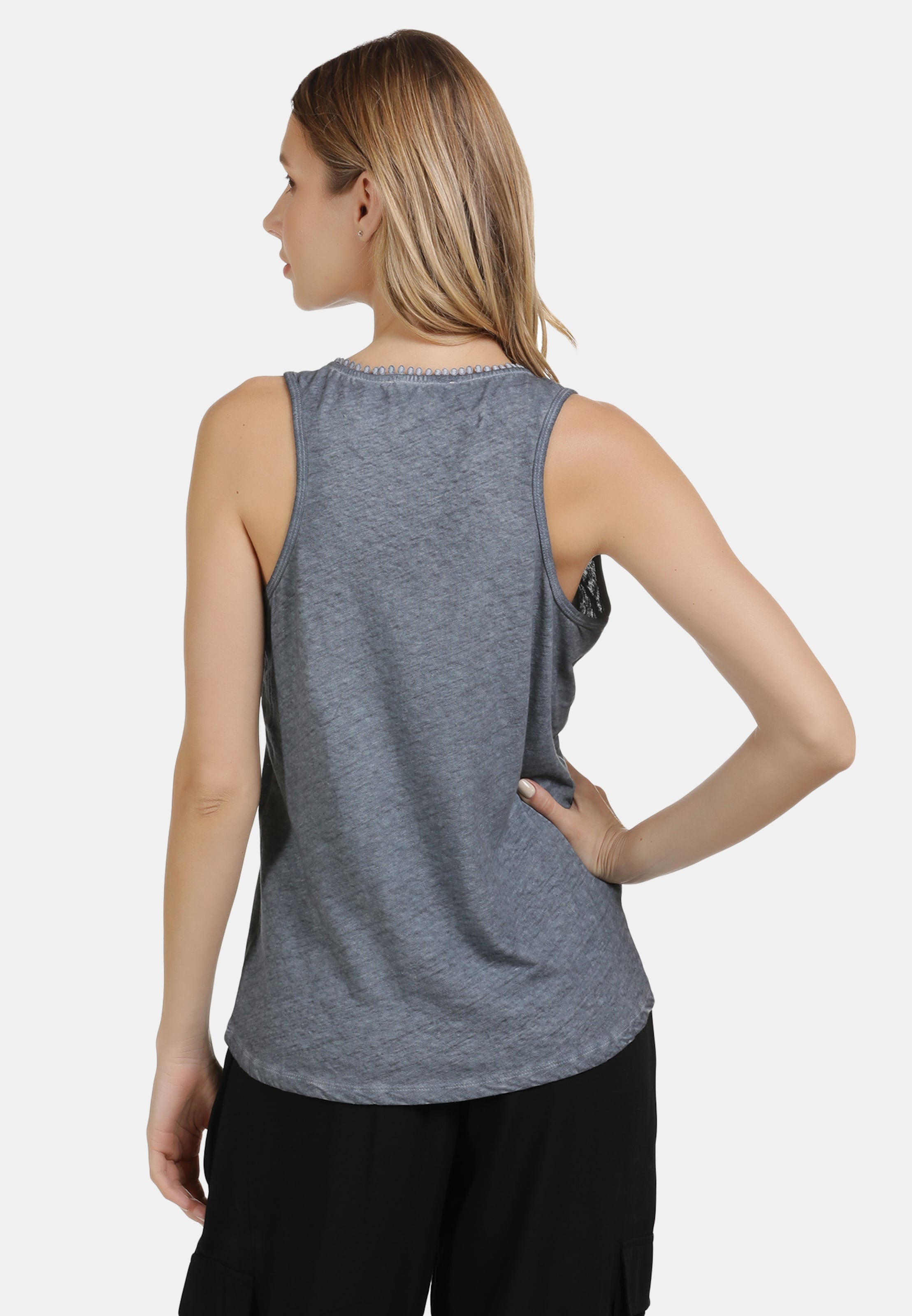 DreiMaster Vintage Mouwloze Shirts Top Dames Duifblauw