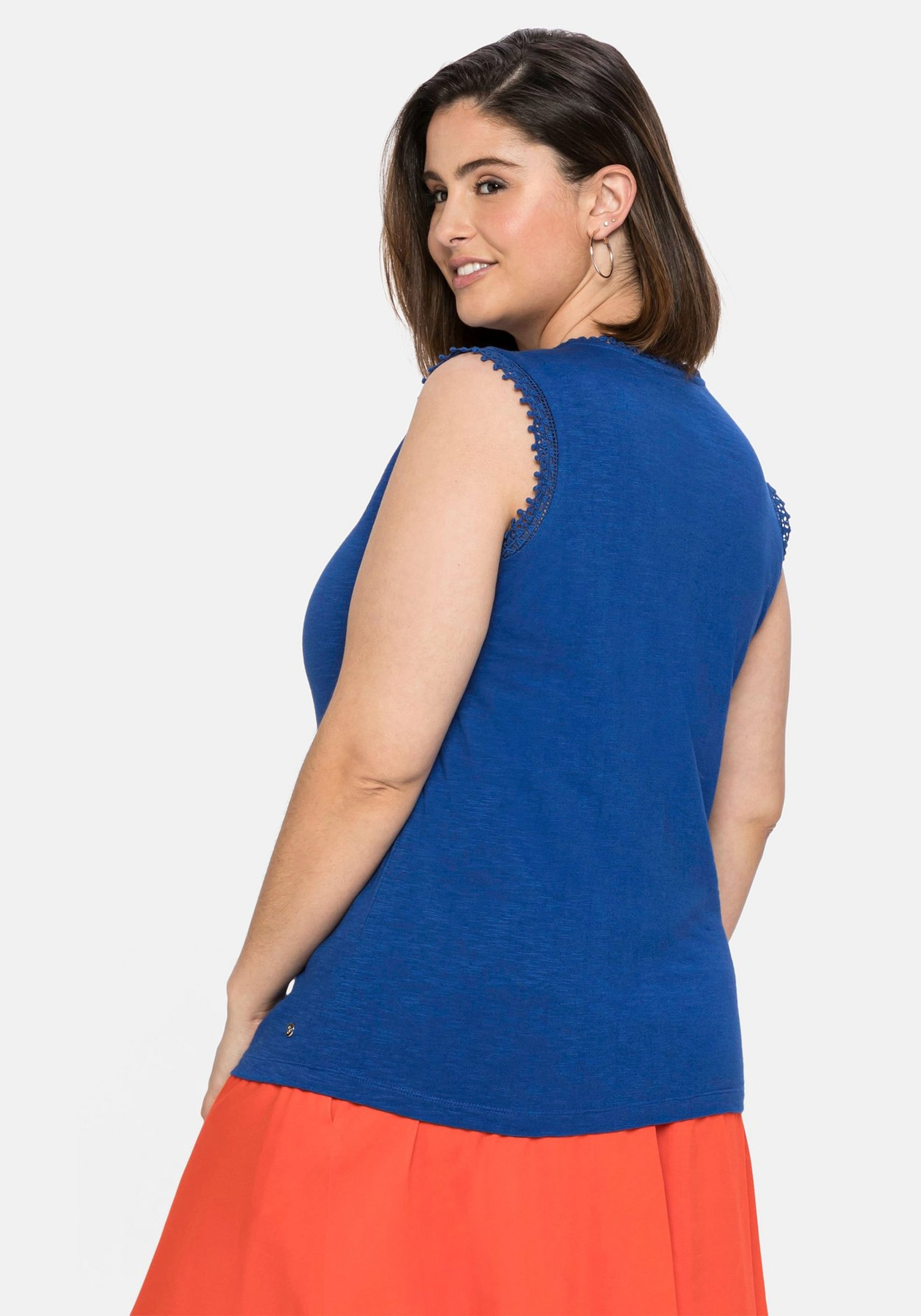 Sheego Kanten Tops Top Dames Royal Blue/koningsblauw
