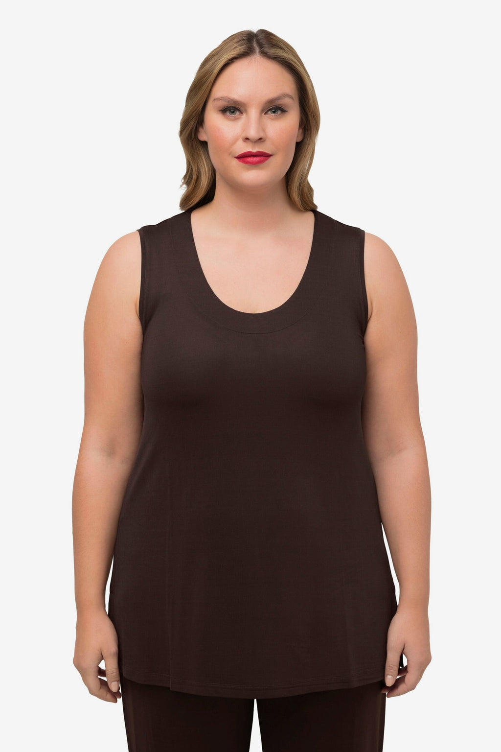 Ulla Popken Mouwloze Shirts Top Dames Bruin