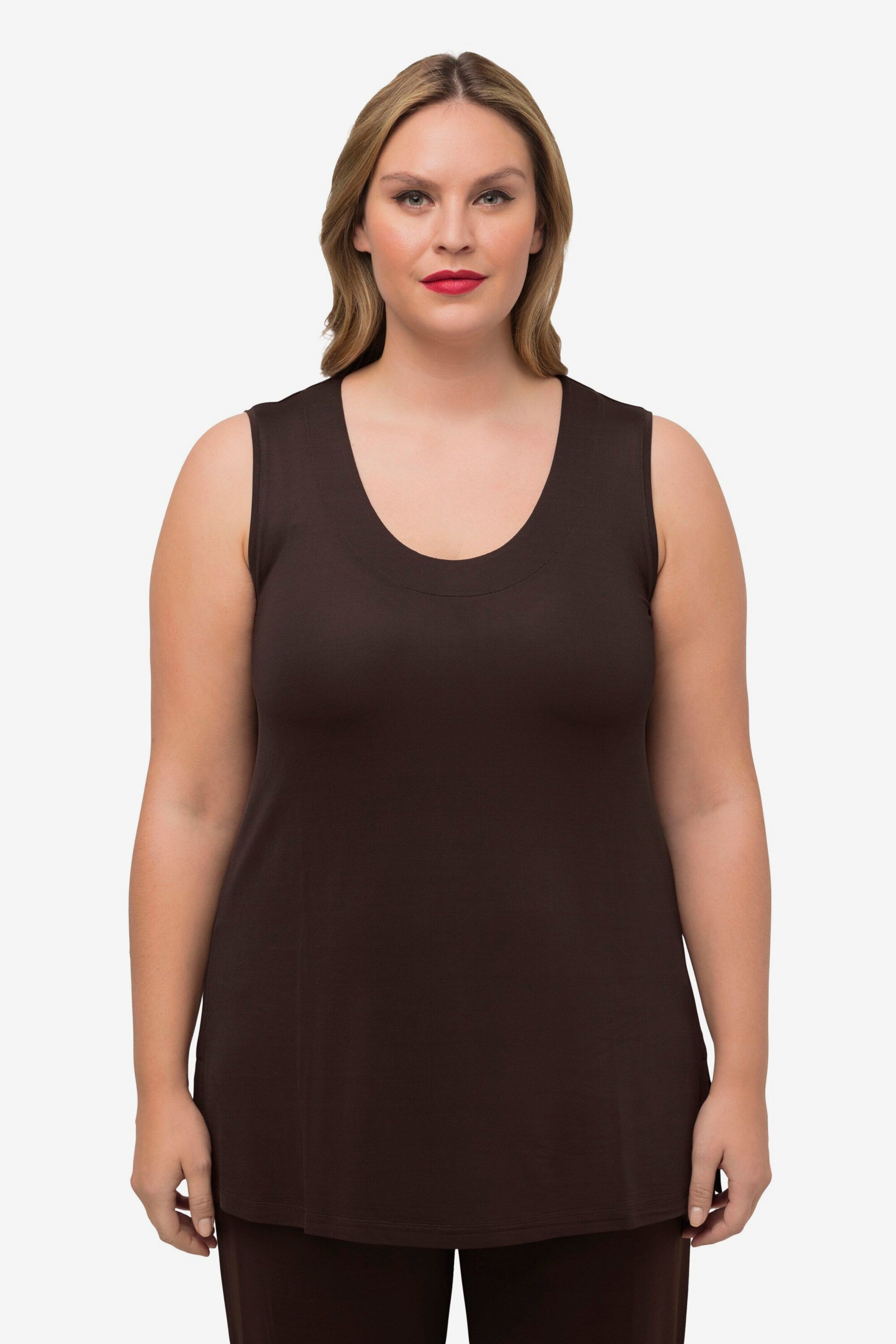 Ulla Popken Mouwloze Shirts Top Dames Bruin