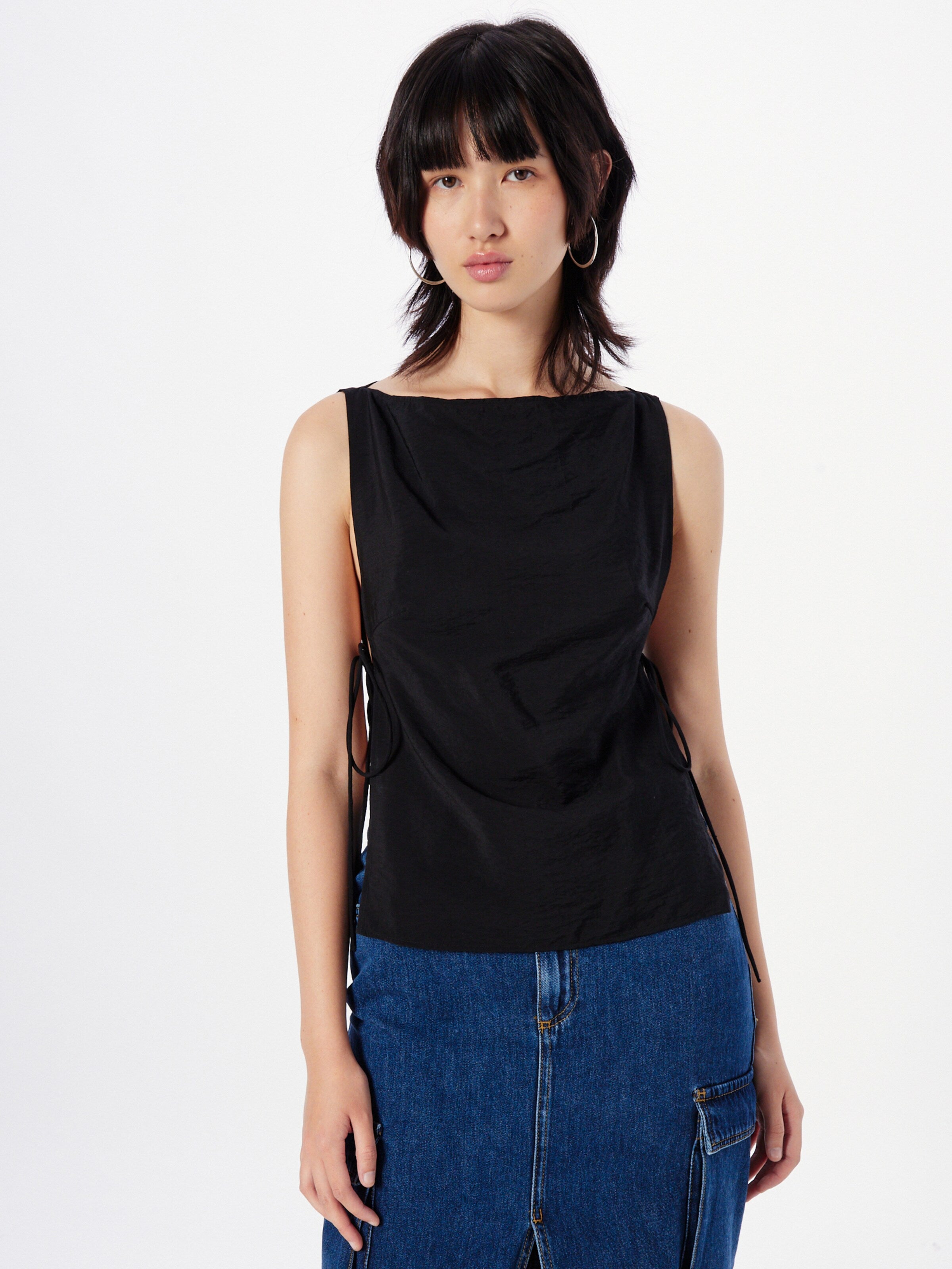 WEEKDAY Mouwloze Shirts Top Cintia Dames Zwart