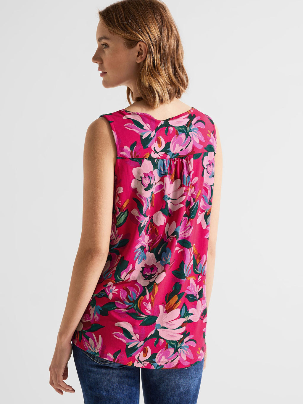 STREET ONE Mouwloze Shirts Top Dames Rosa / Donkerroze
