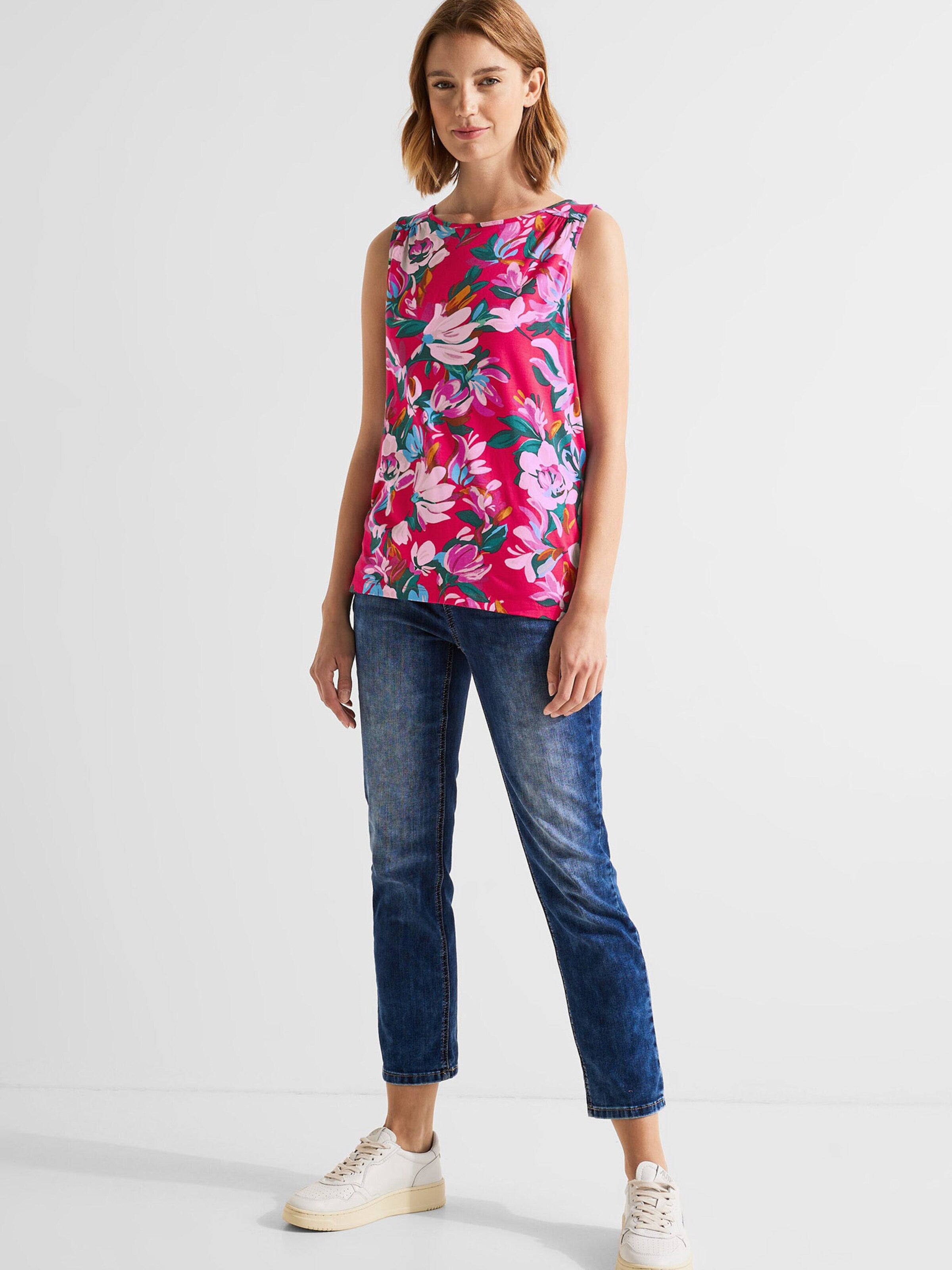 STREET ONE Mouwloze Shirts Top Dames Rosa / Donkerroze
