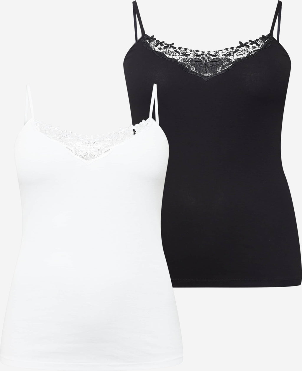 ONLY CARMAKOMA Kanten Tops Top KIRAZ Dames Zwart / Wit