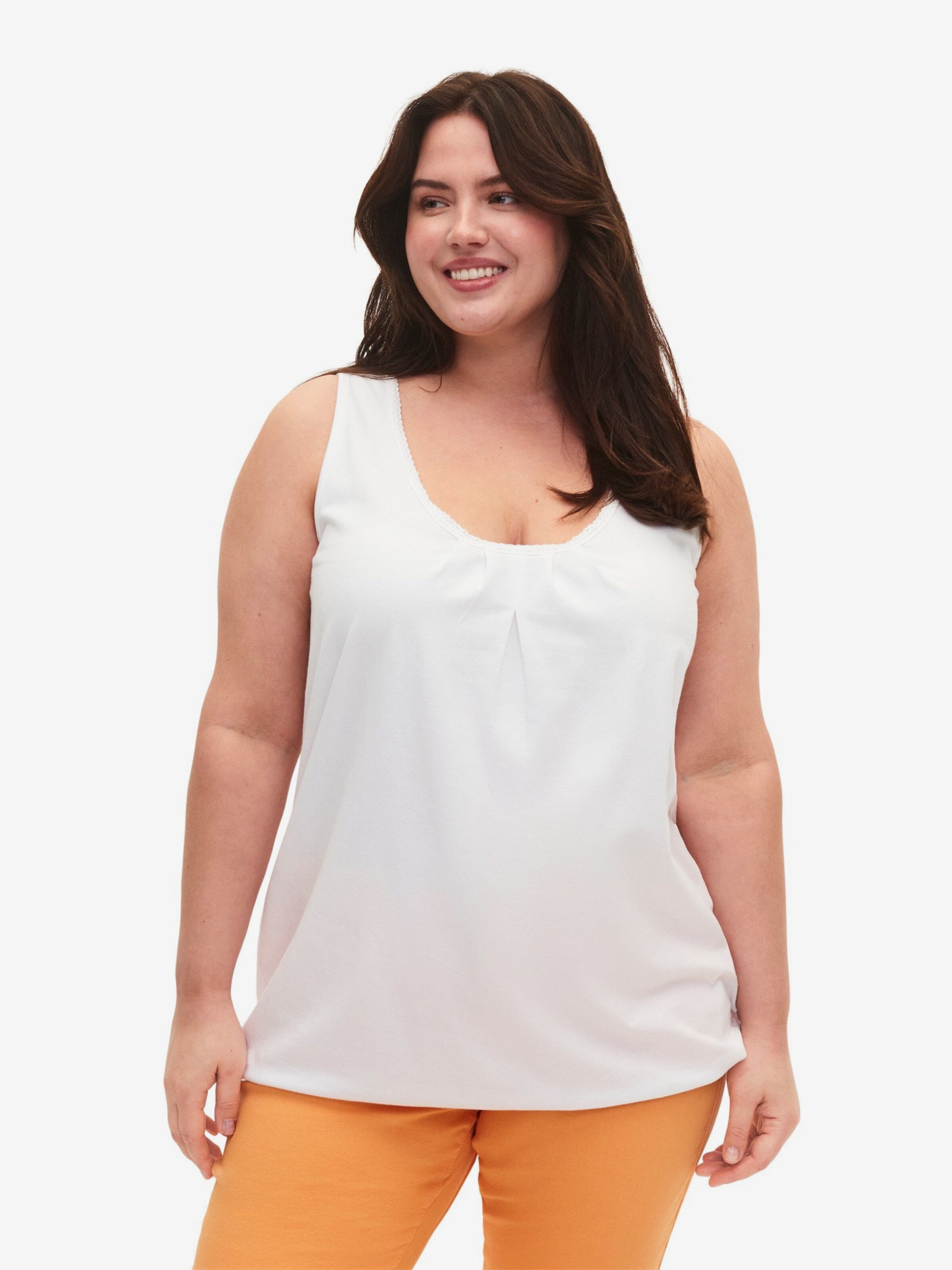 Zizzi Tanktops Top Polly Dames Offwhite