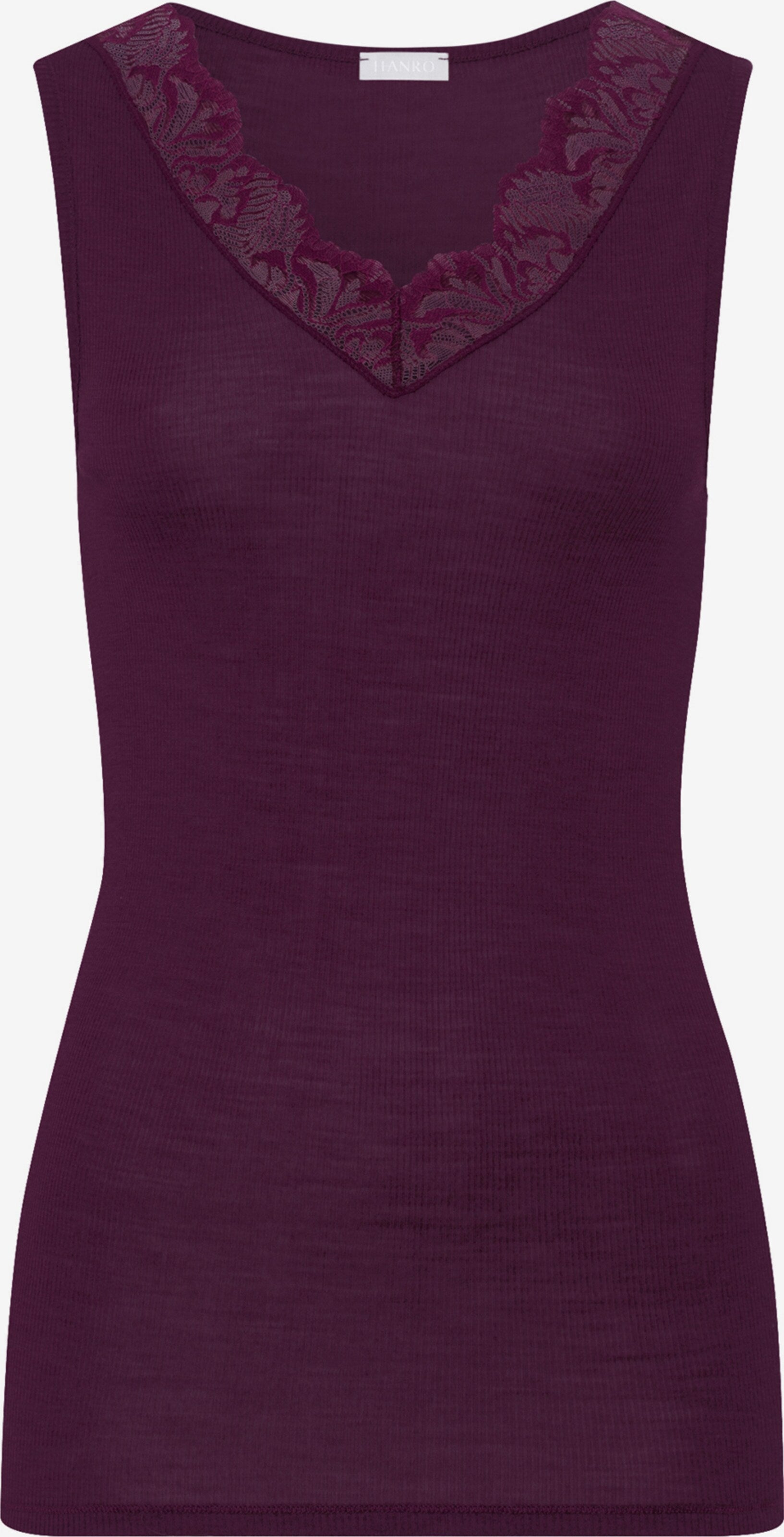 HANRO Kanten Tops Top Woolen Lace Dames Aubergine