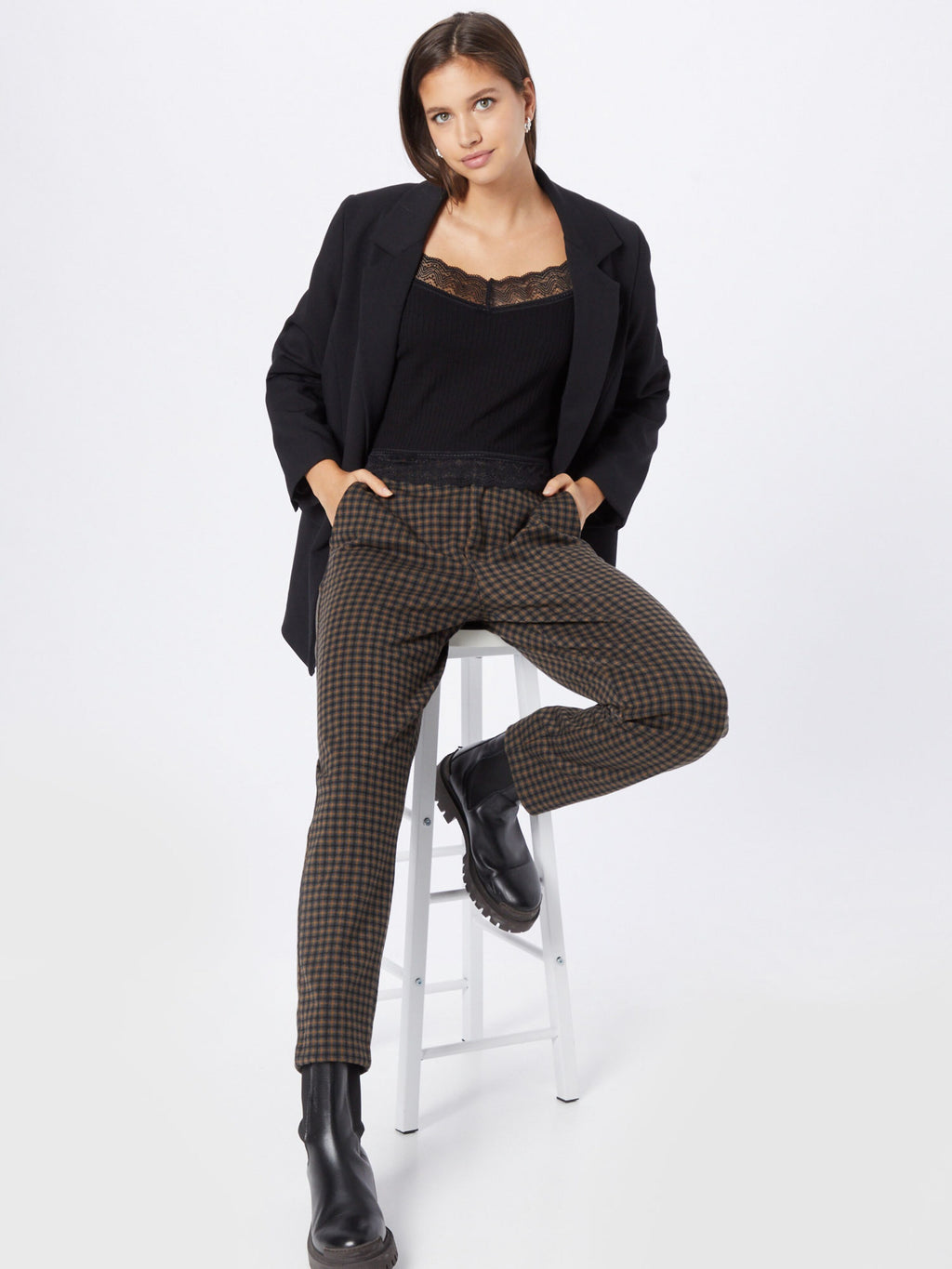 About You Kanten Tops Top Mariel Dames Zwart