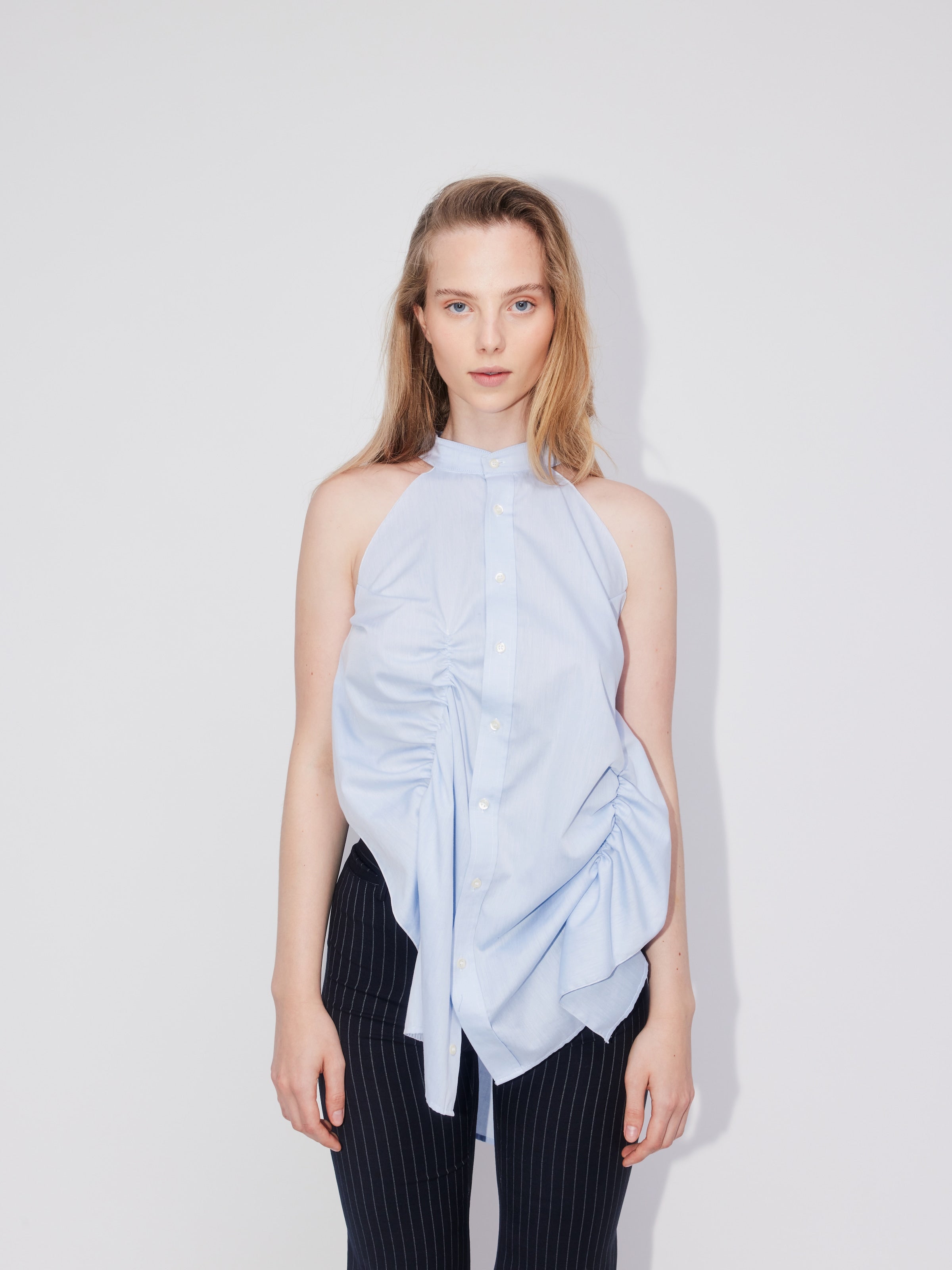  Blouse Tops Blouse Shirred Dames Blauw