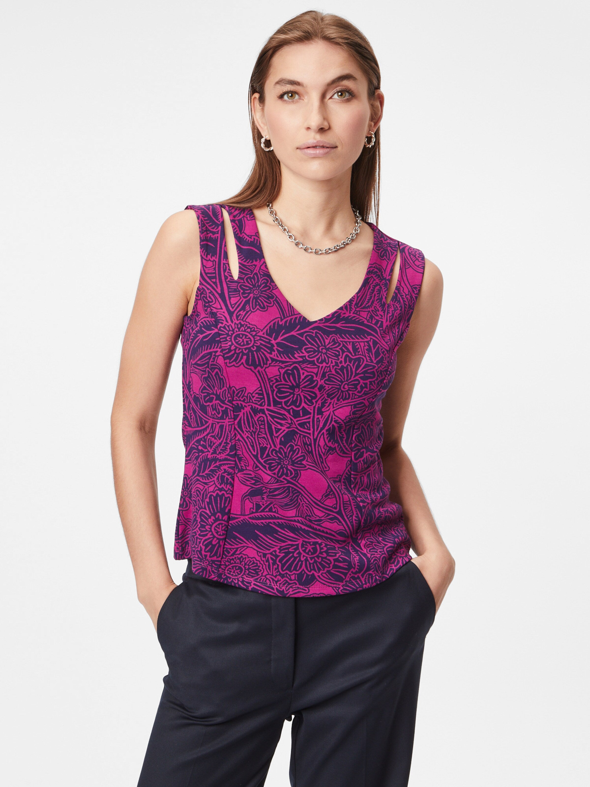 Comma Mouwloze Shirts Top Dames Donkerlila