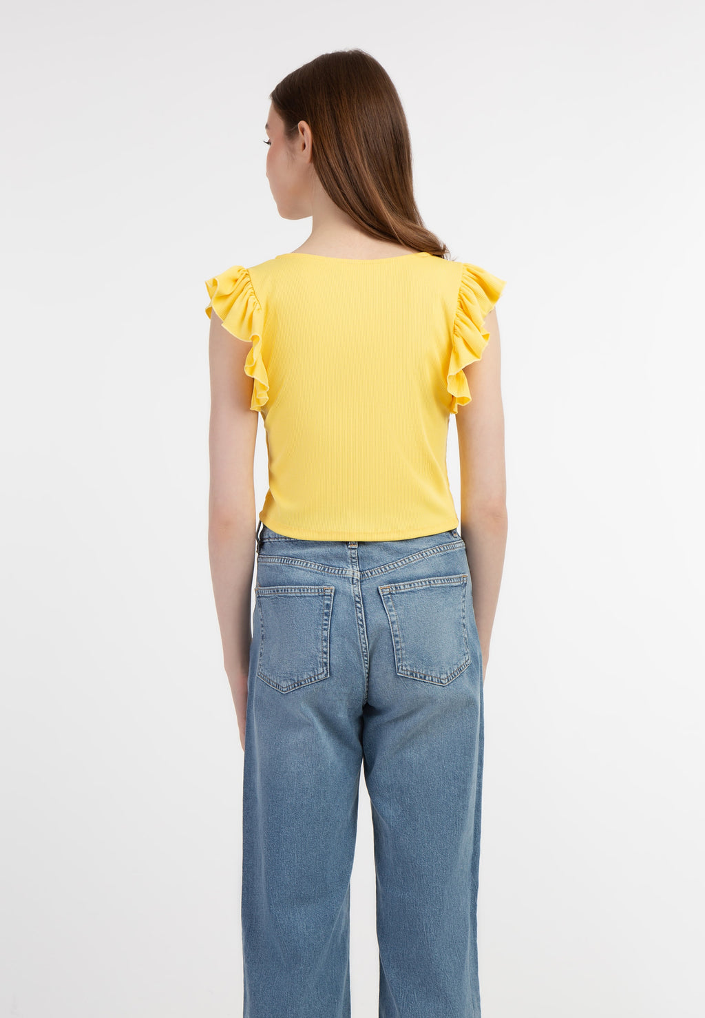 MyMO Crop Tops Top Dames Lichtgeel