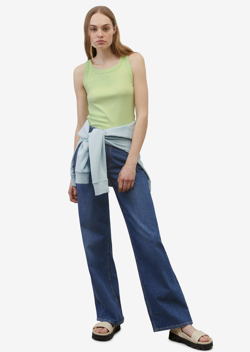 Marc O'Polo DENIM Mouwloze Shirts Top Dames Lichtgroen