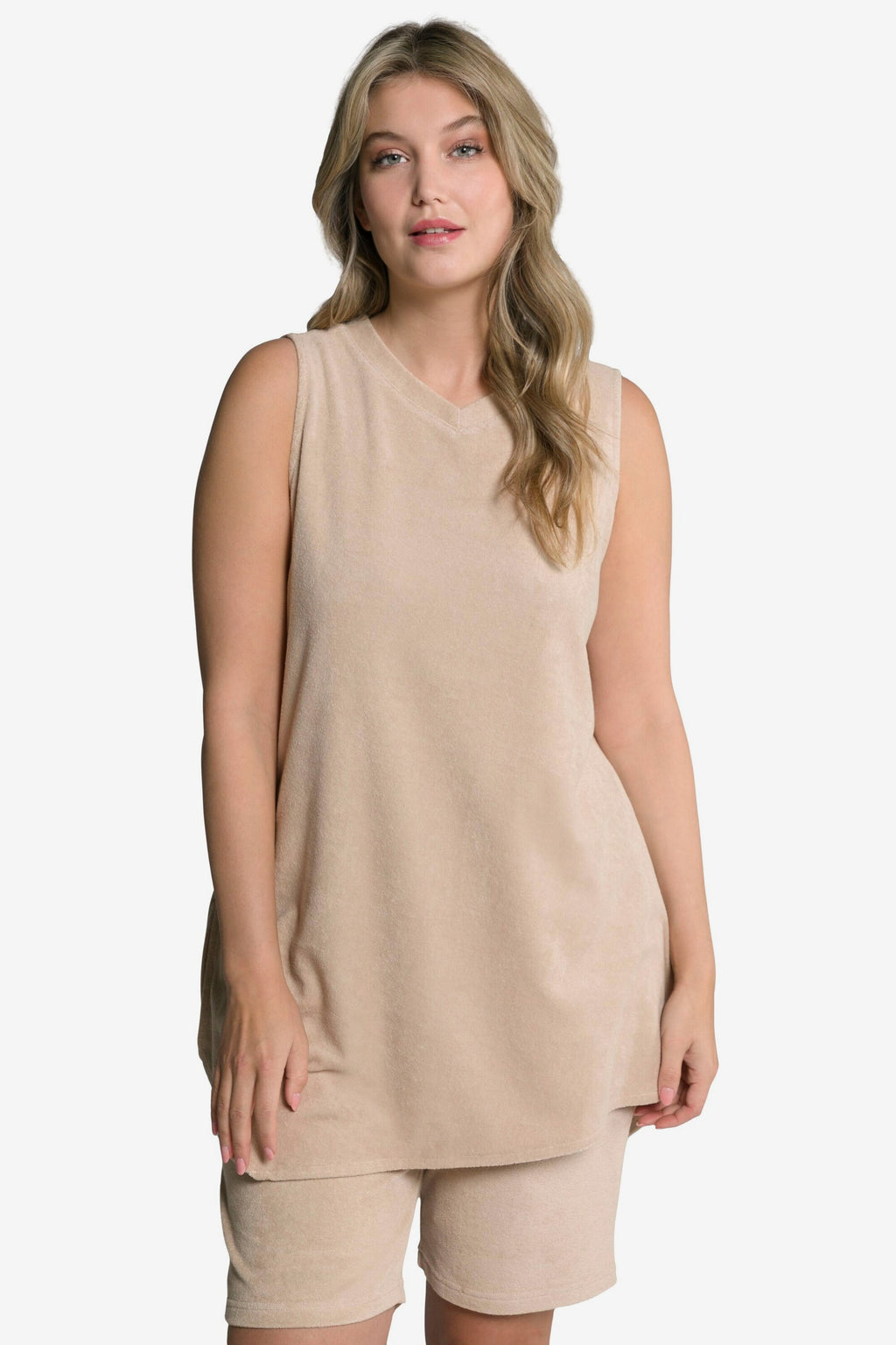 Ulla Popken Mouwloze Shirts Top Dames Sand