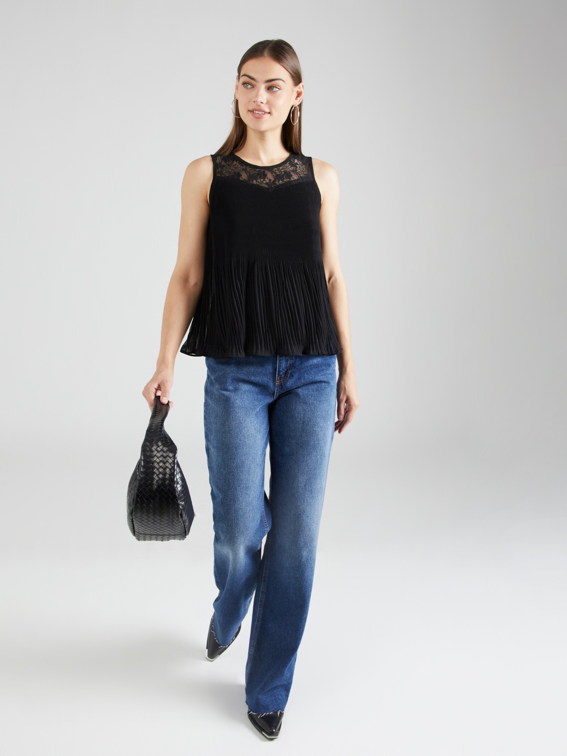 About You Kanten Tops Top Sybille Dames Zwart