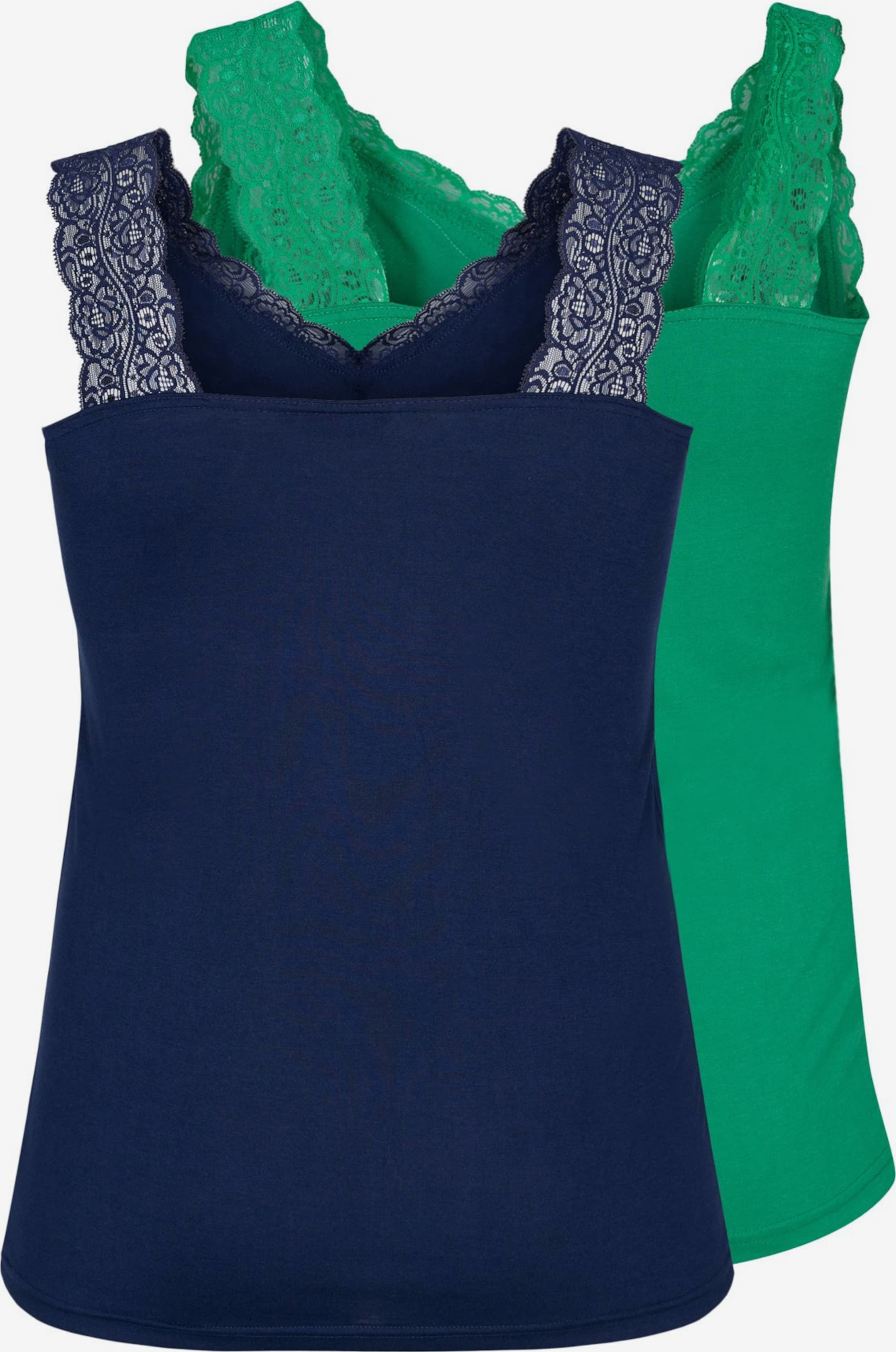 Zizzi Kanten Tops Top Dames Marine / Grasgroen