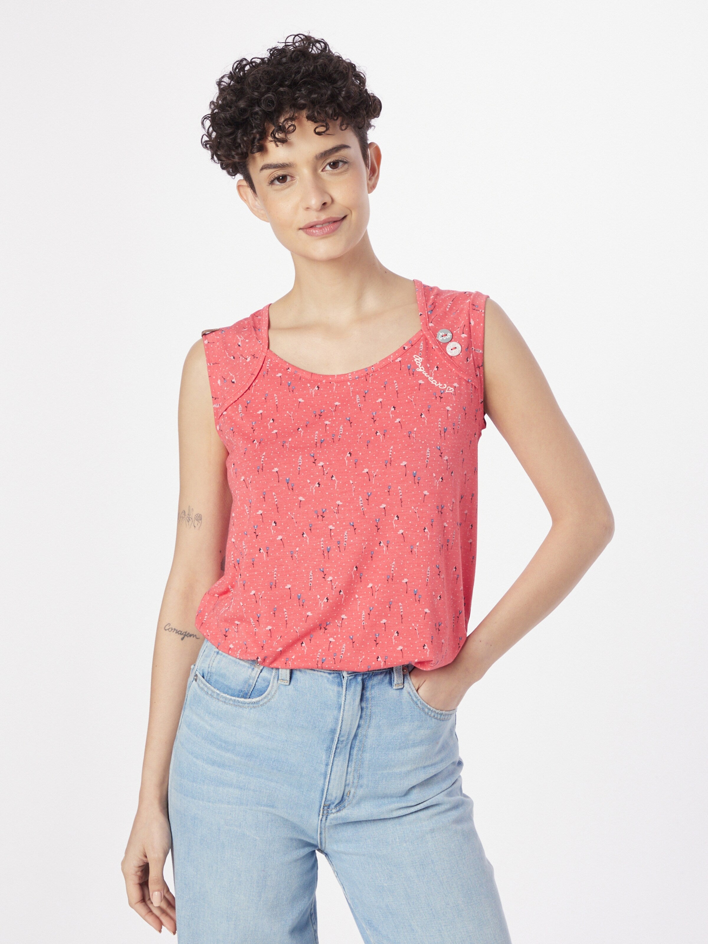 Ragwear Mouwloze Shirts Top MIKKE Dames Pastelrood