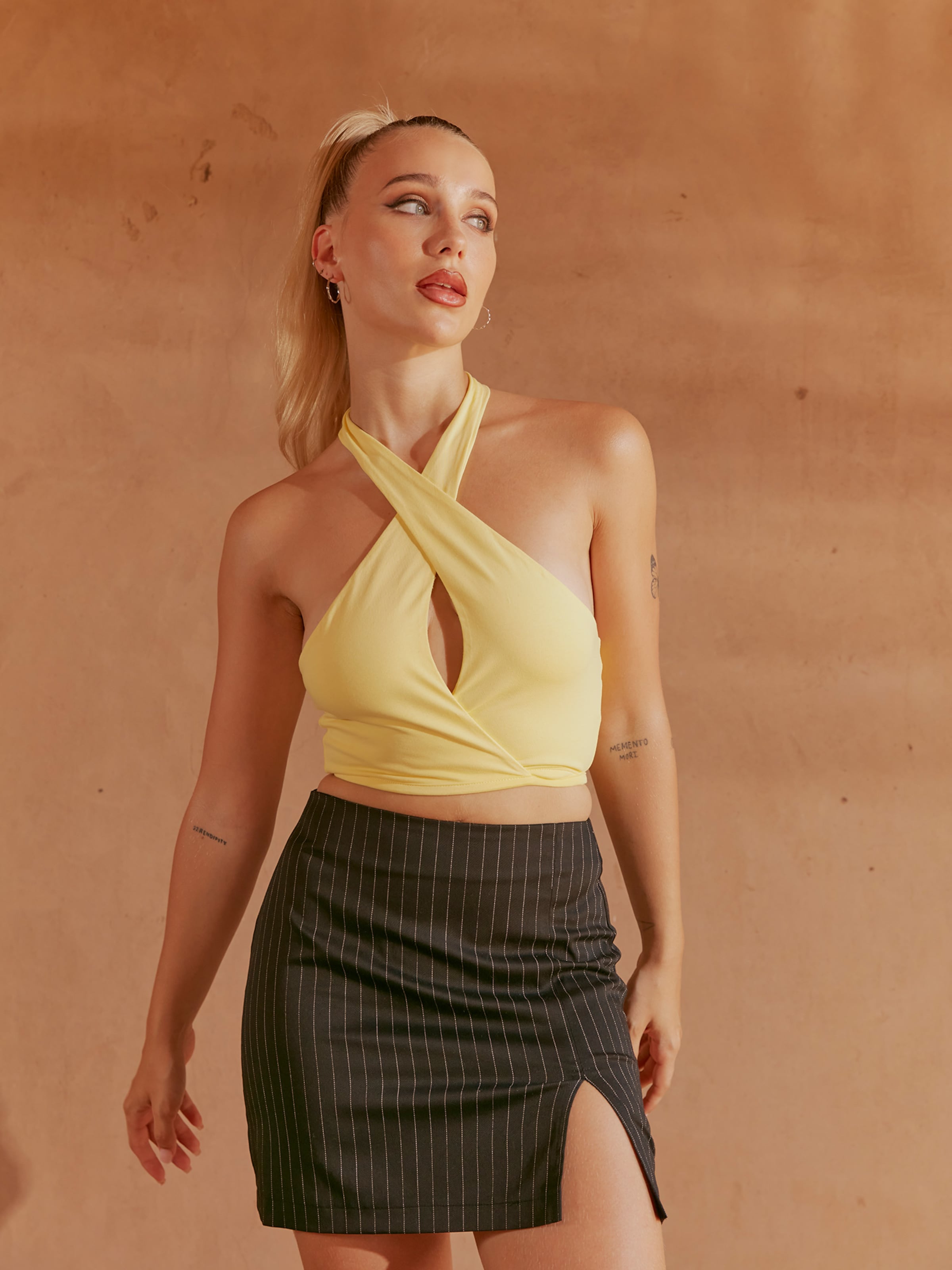  Crop Tops Top Ayla Dames Geel
