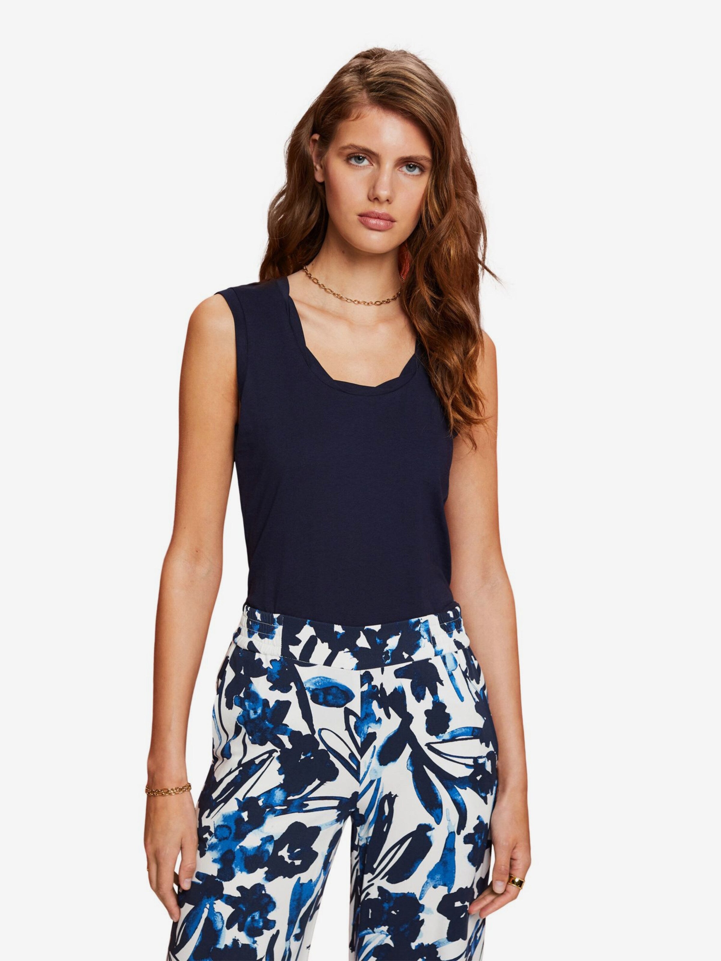 ESPRIT Mouwloze Shirts Top Dames Navy