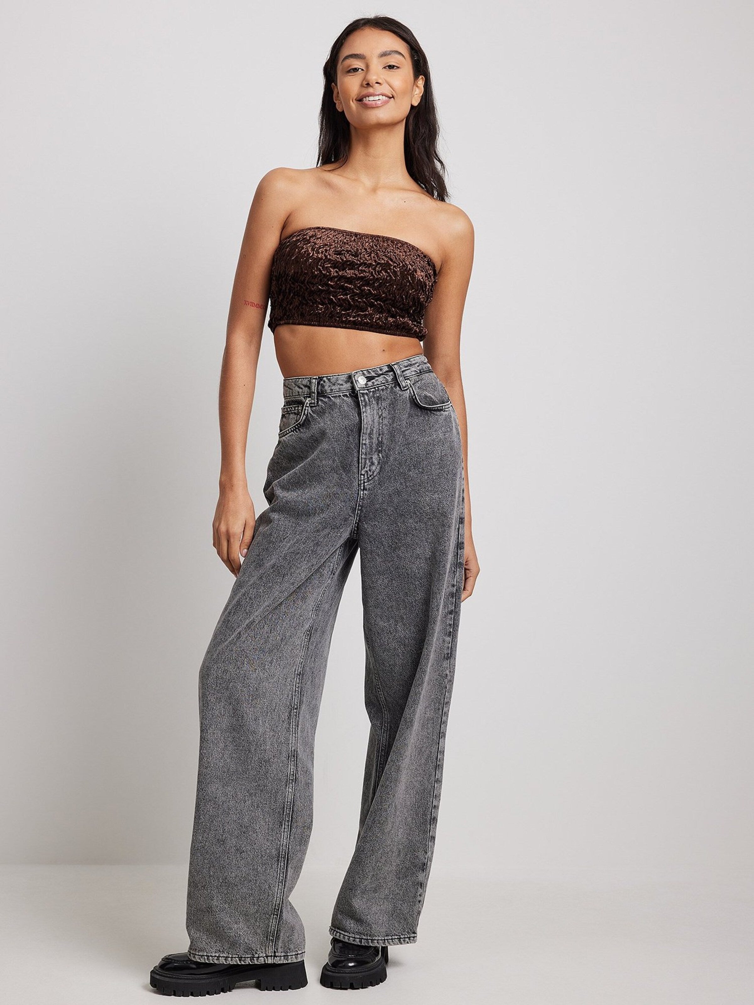 NA-KD Crop Tops Top Dames Donkerbruin