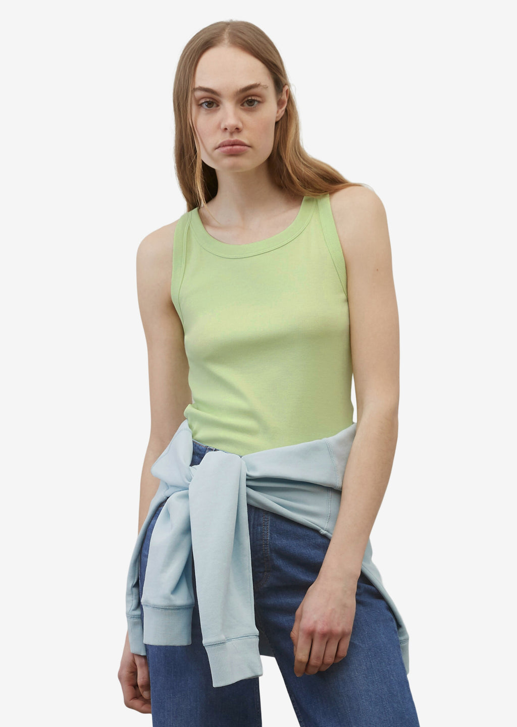 Marc O'Polo DENIM Mouwloze Shirts Top Dames Lichtgroen