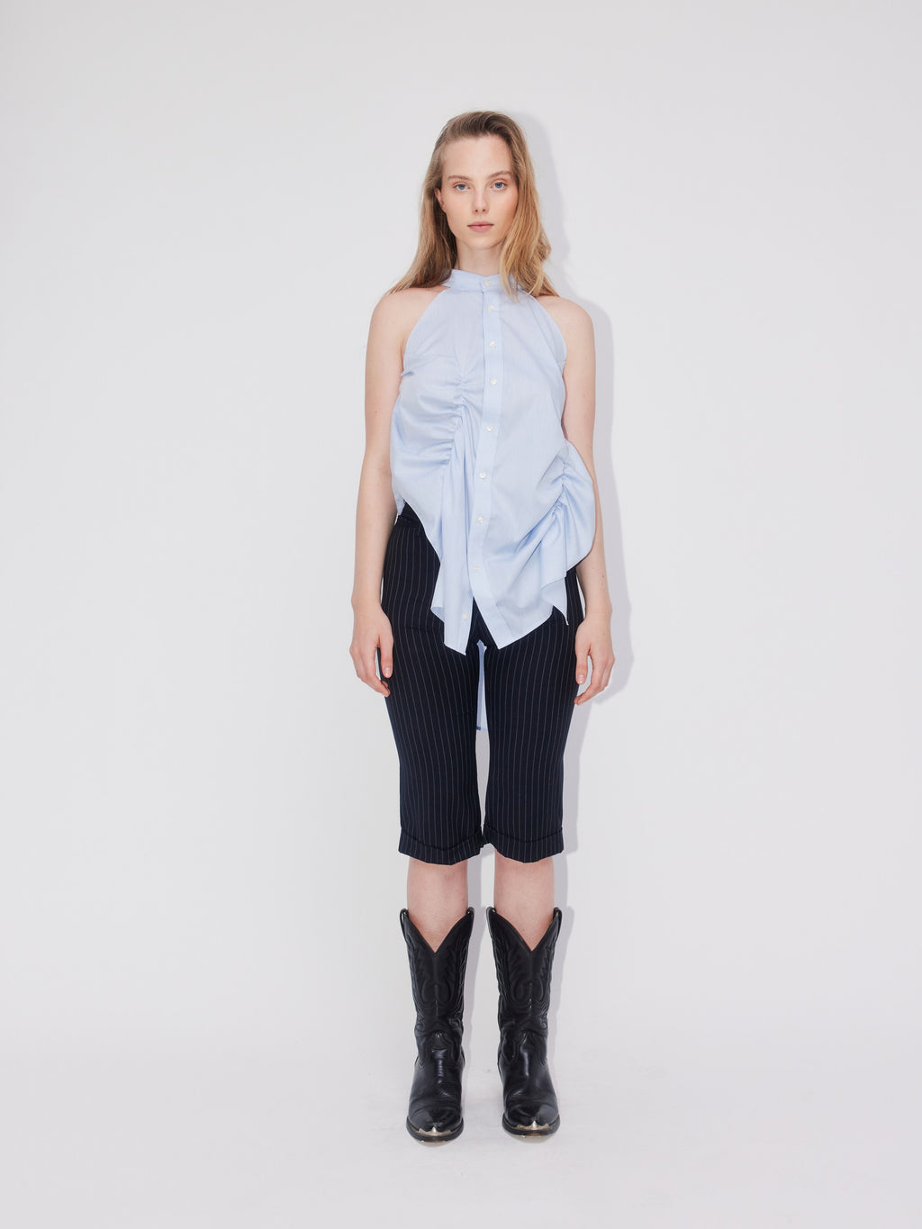  Blouse Tops Blouse Shirred Dames Blauw