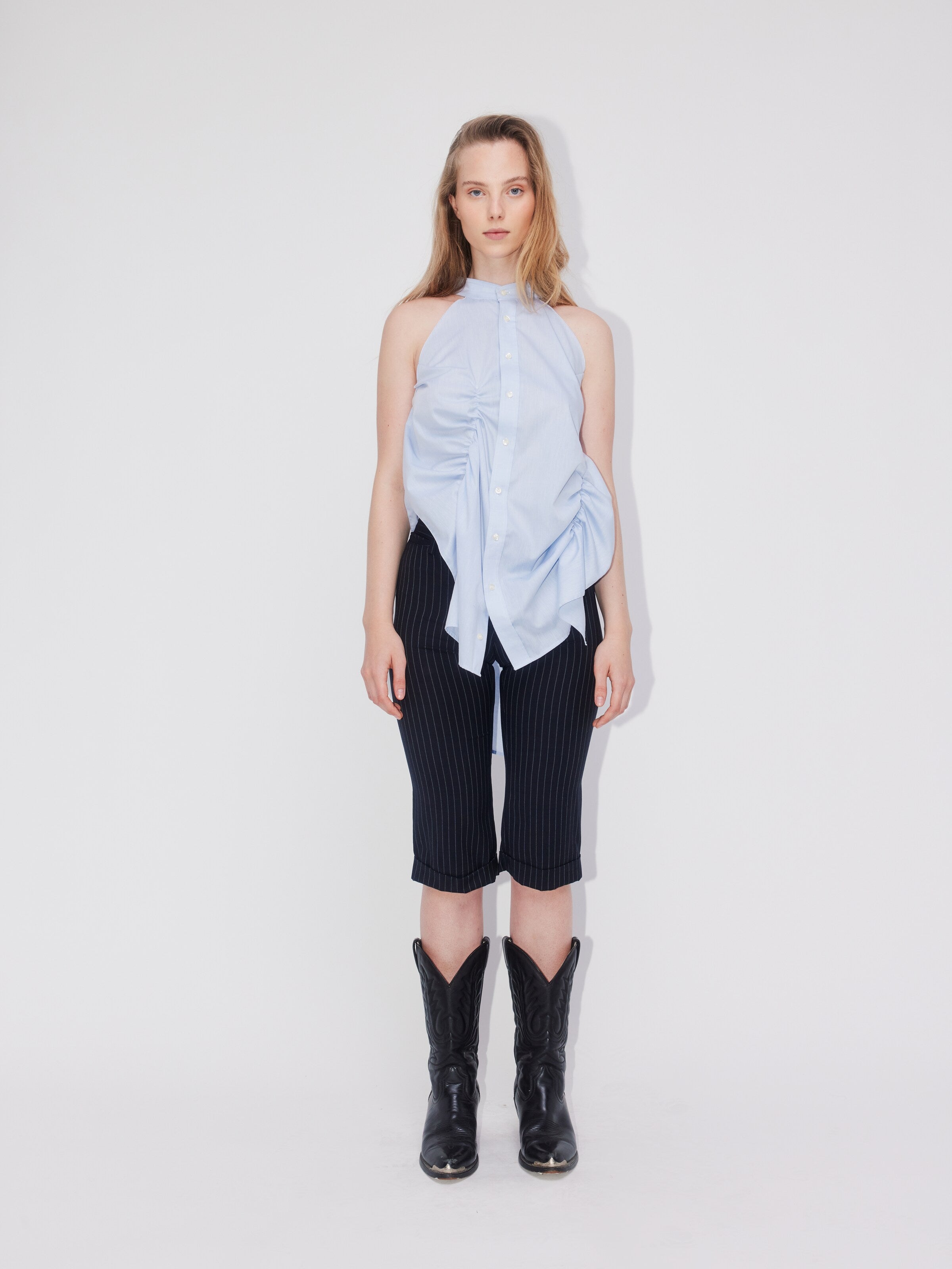  Blouse Tops Blouse Shirred Dames Blauw