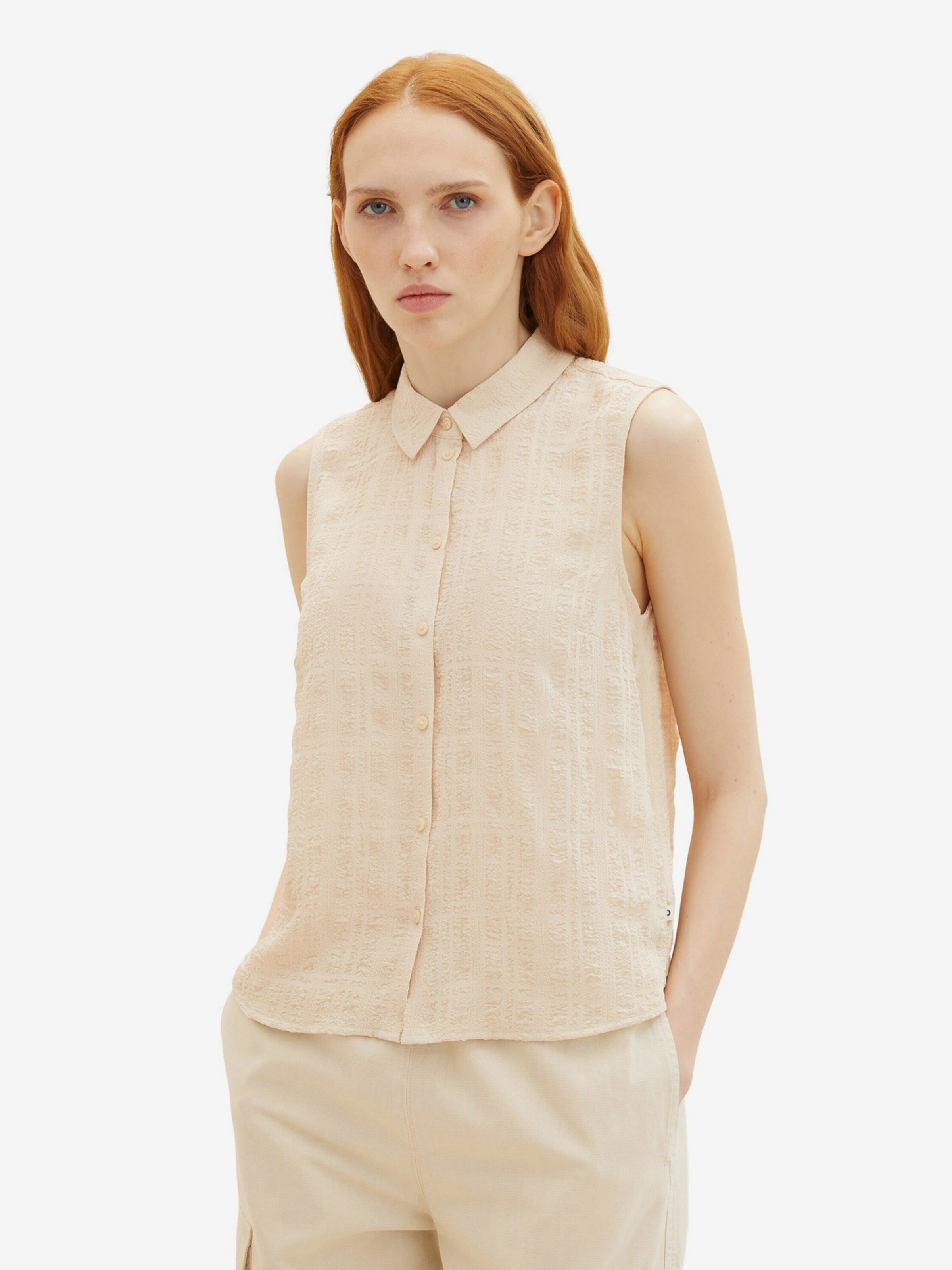 TOM TAILOR Denim Blouse Tops Blouse Dames Lichtbeige